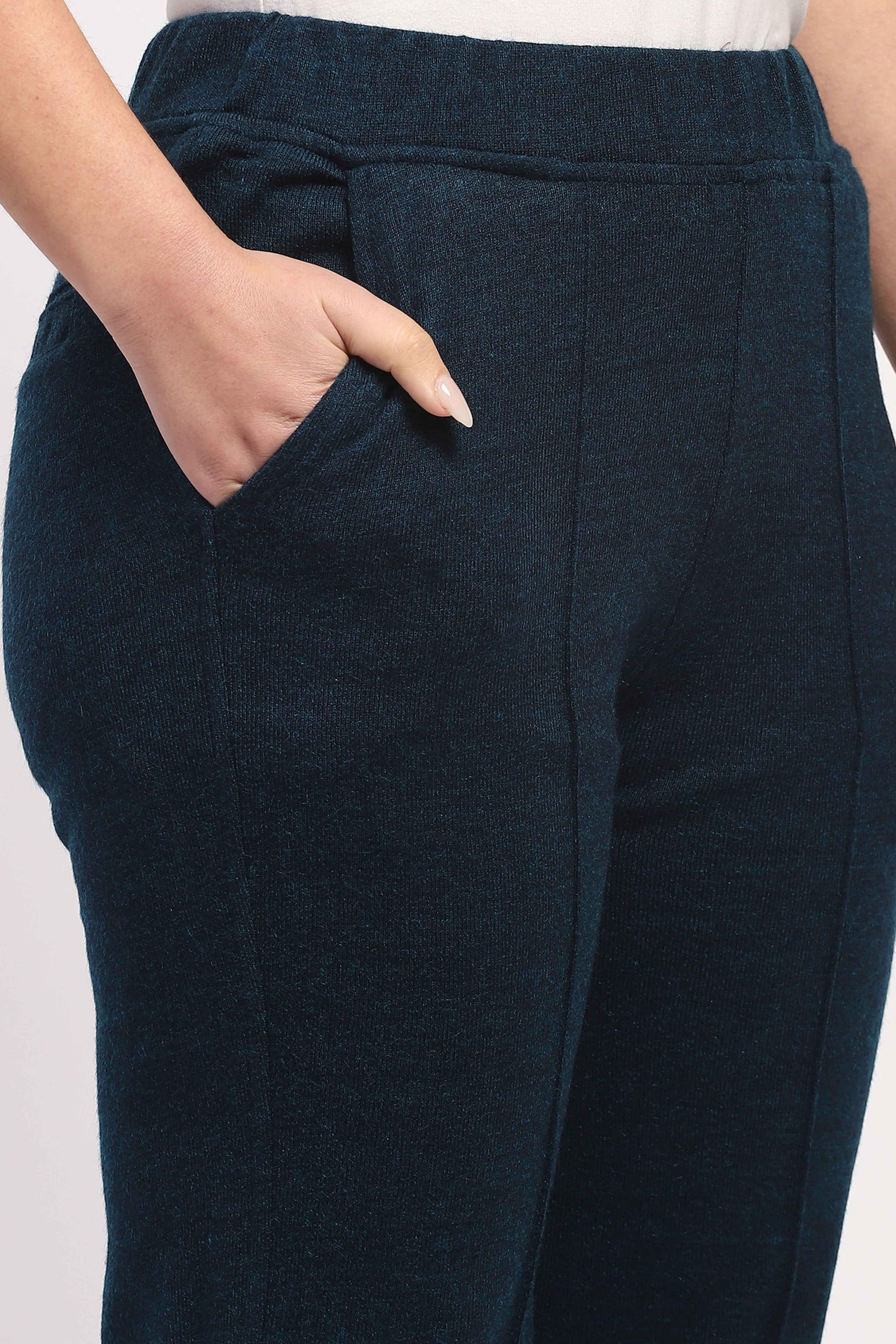 Teal Embroidered Winter Ethnic Set