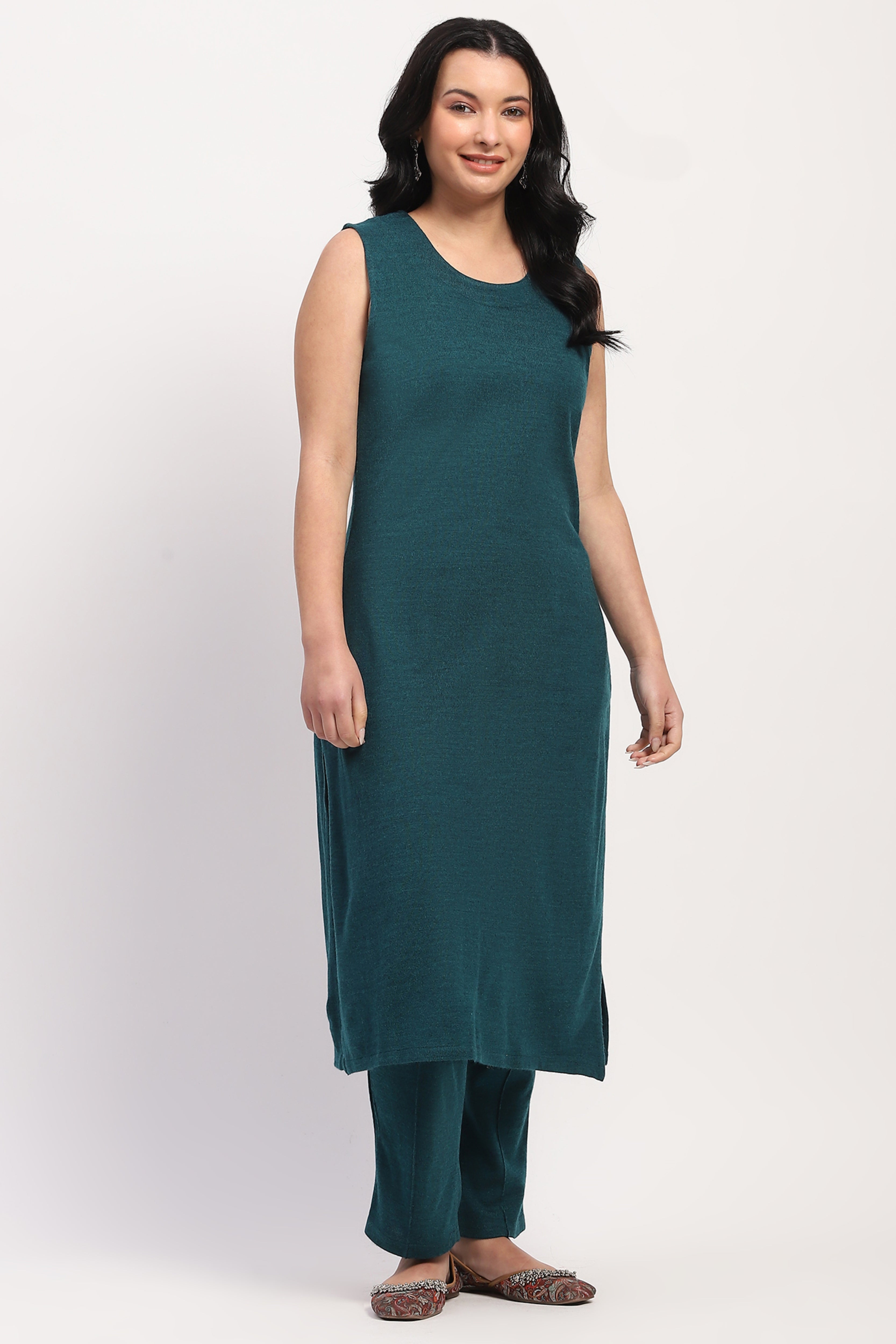 Sea Green Winter Ethnic 3-Piece Set