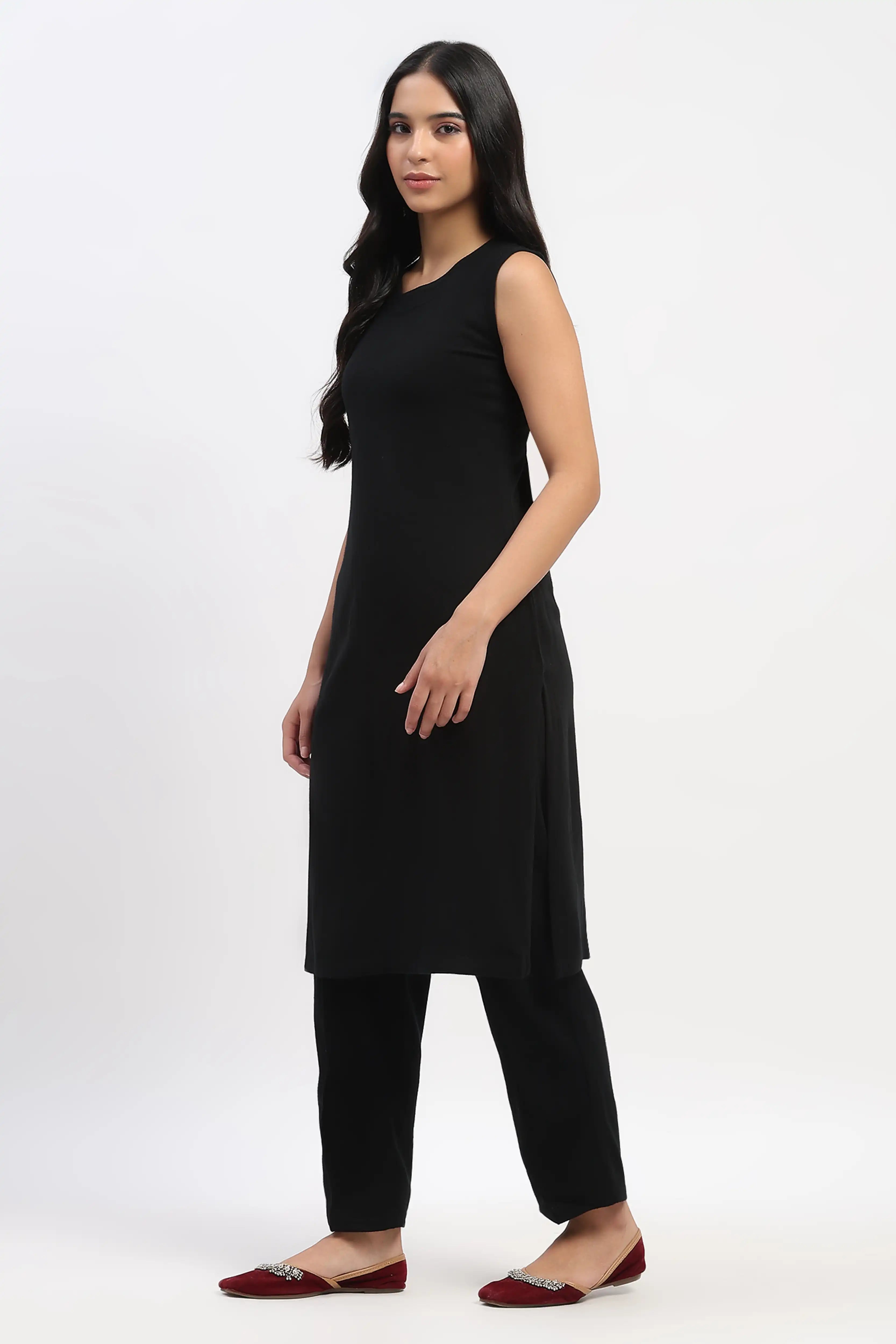 Black Embroidered Three-Piece Winter Set