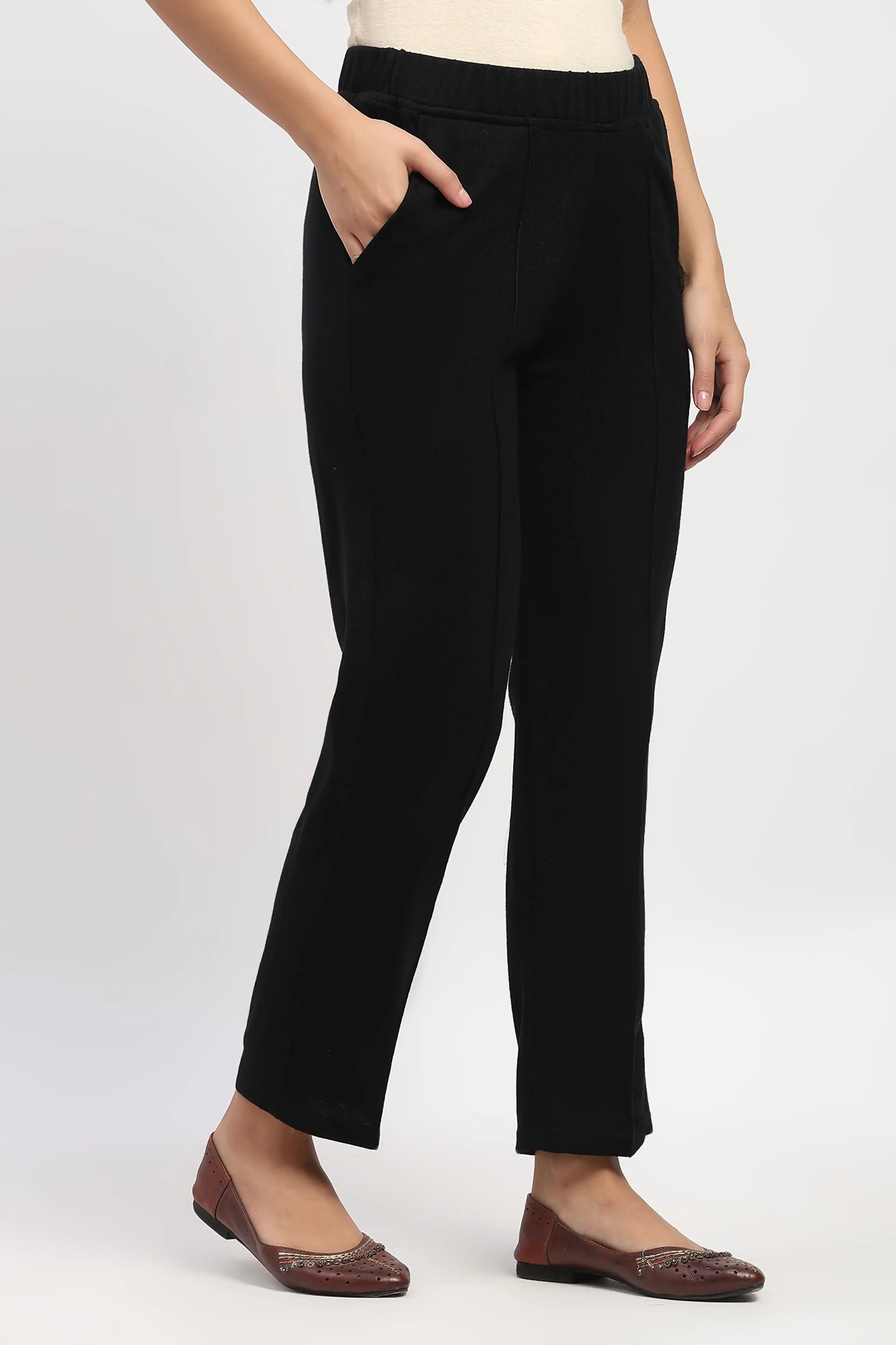 Black Acrylic Winter Pants