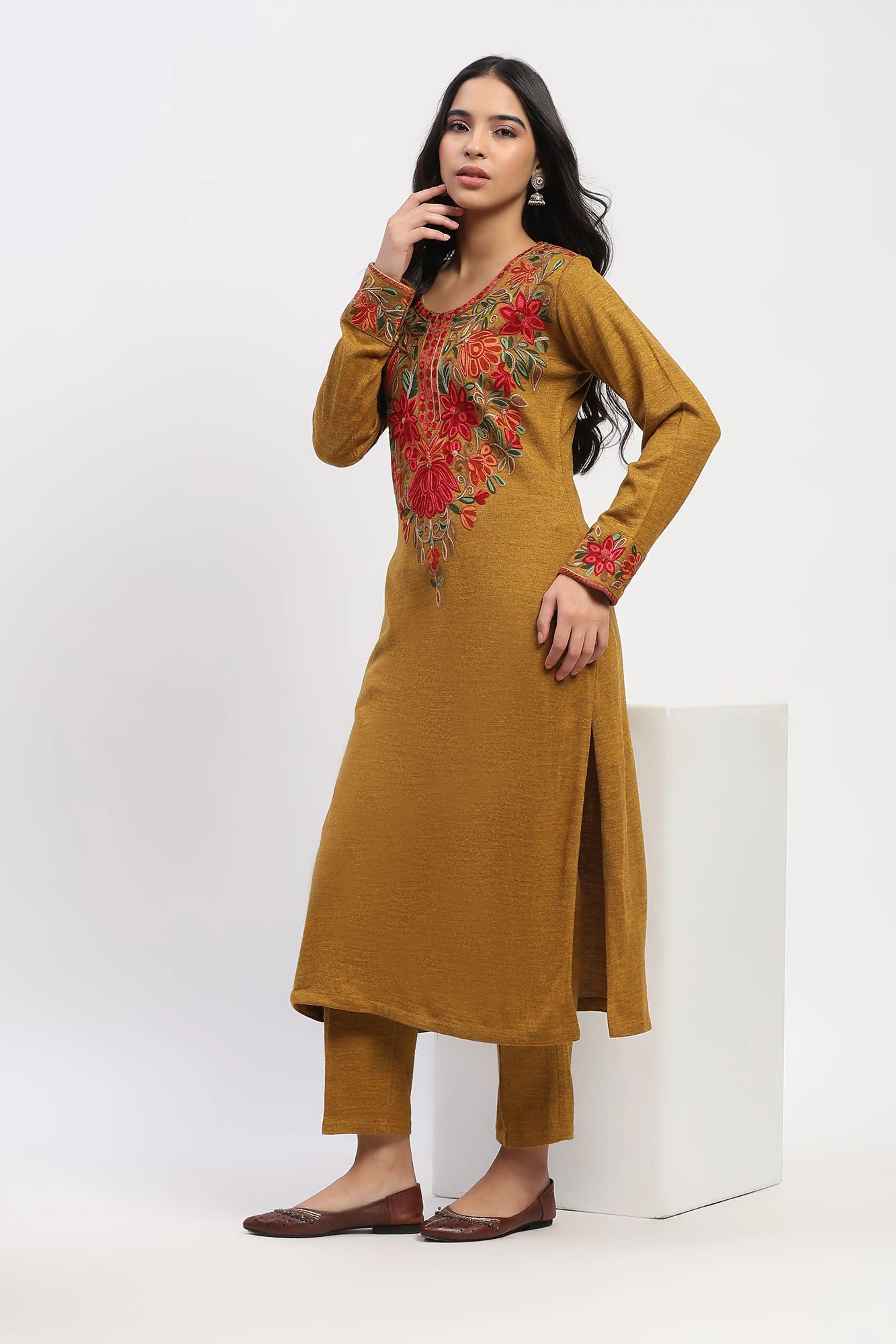 Mustard Acrylic Winter Pants