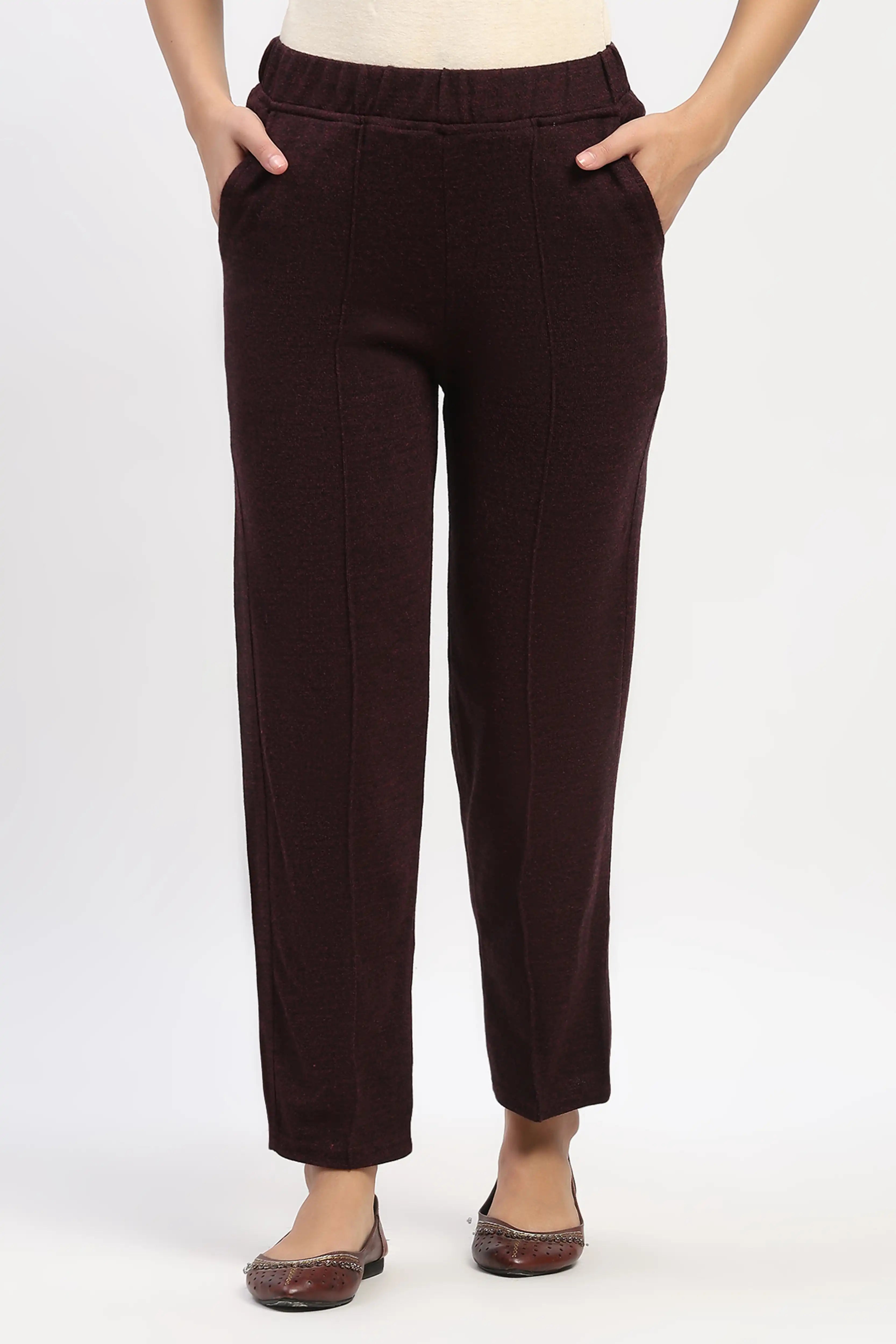 Wine Acrylic Winter Pants