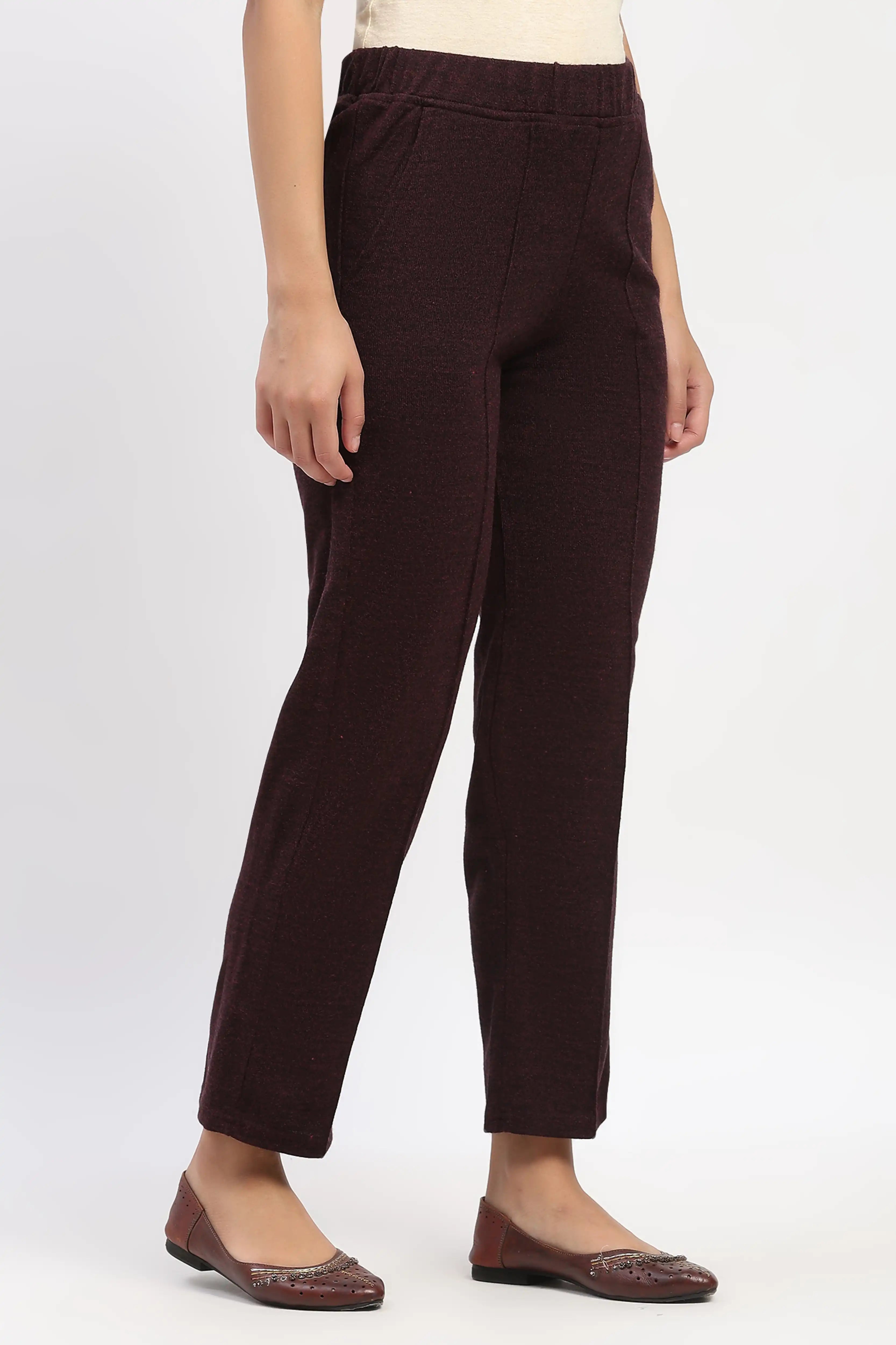 Wine Acrylic Winter Pants