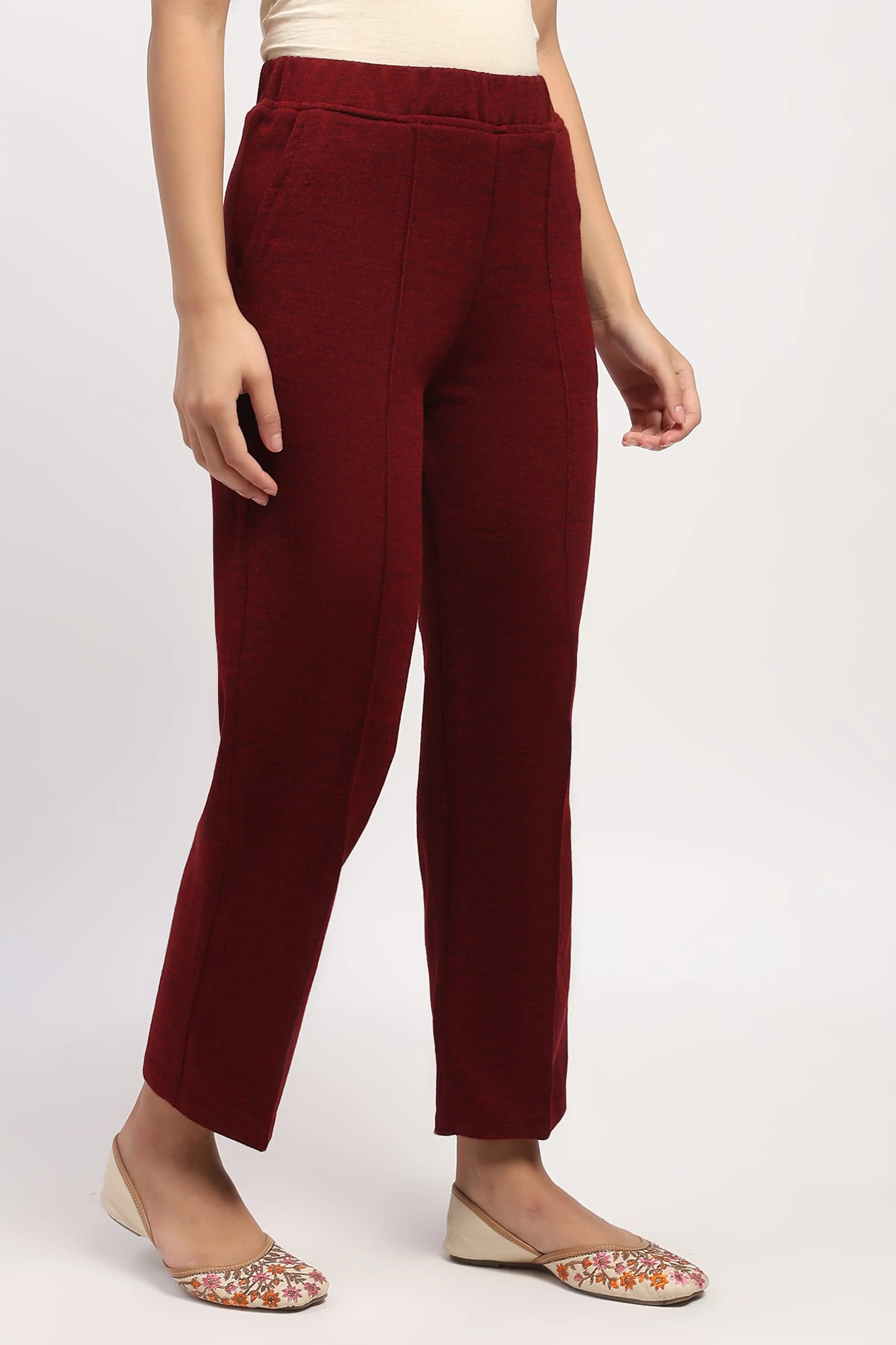 Dark Maroon Acrylic Winter Pants