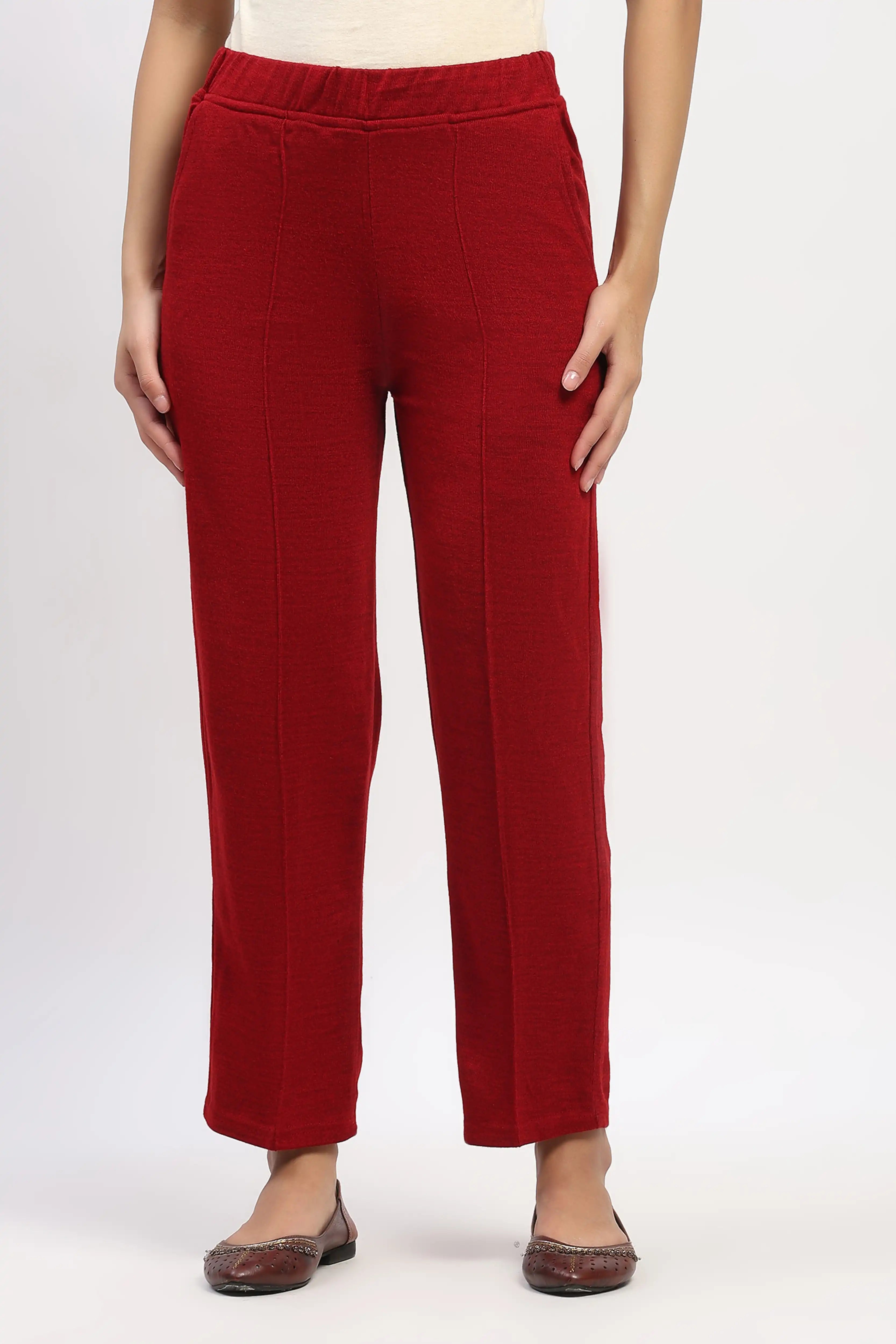 Maroon Acrylic Winter Pants