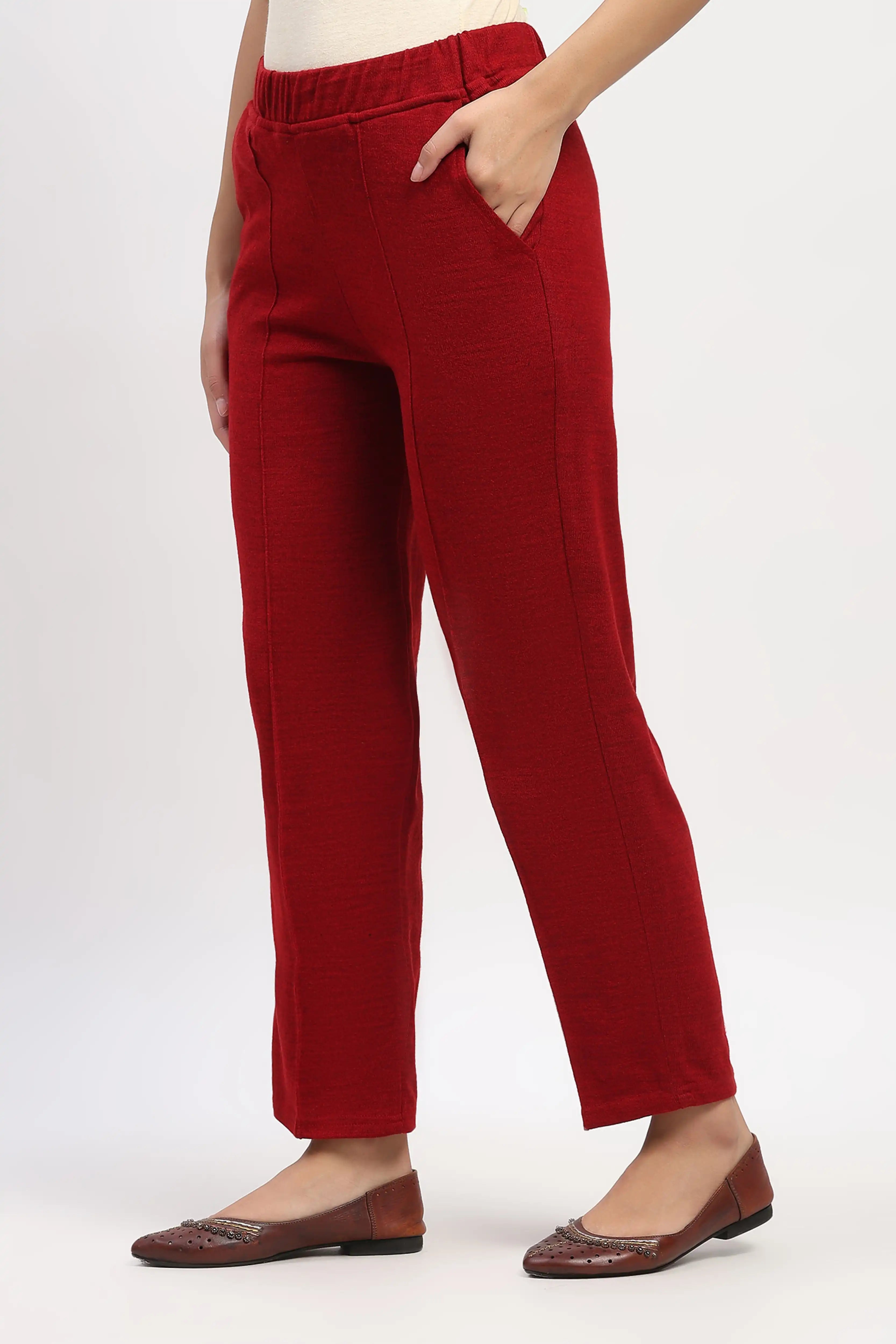 Maroon Acrylic Winter Pants