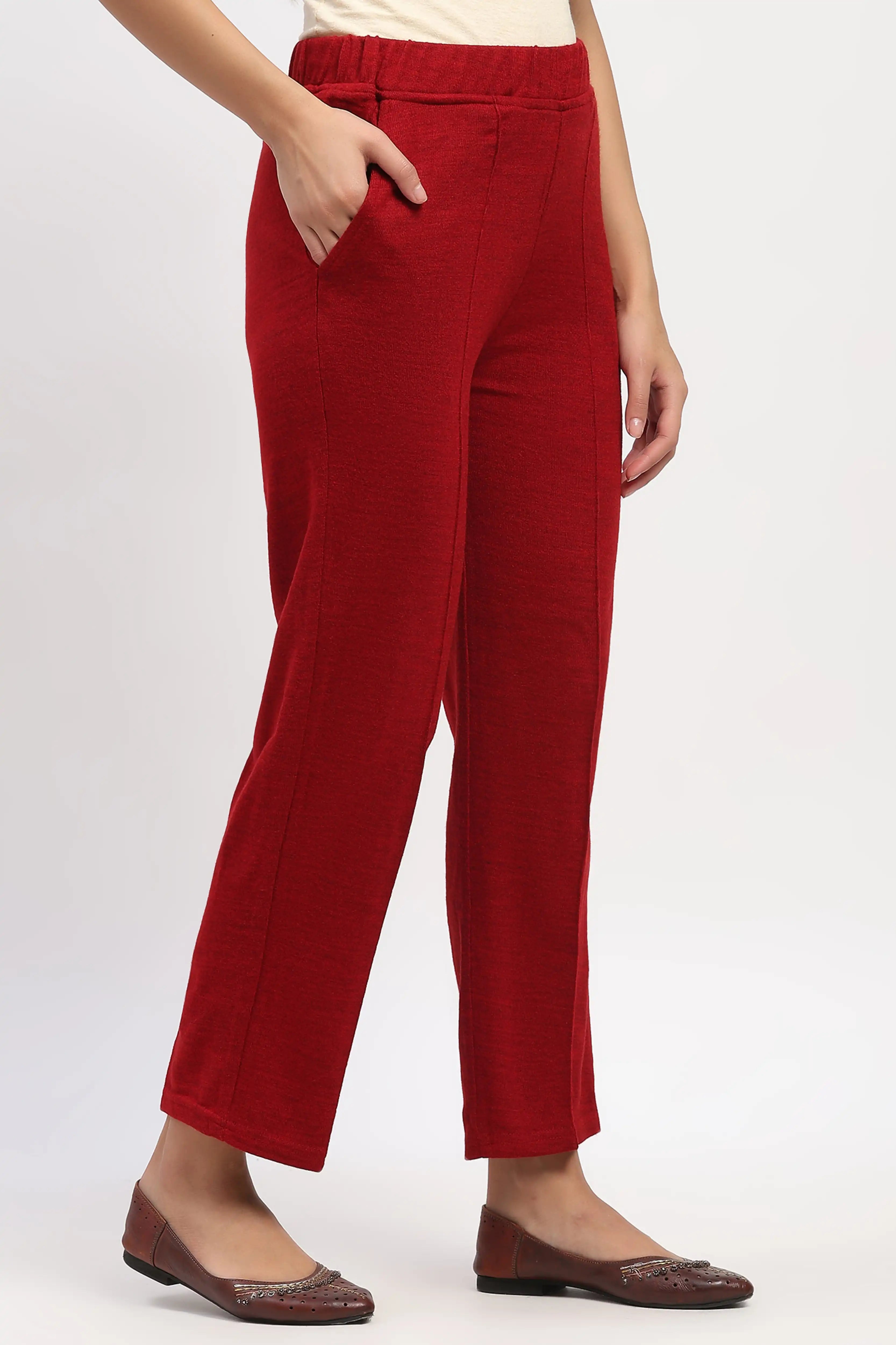 Maroon Acrylic Winter Pants