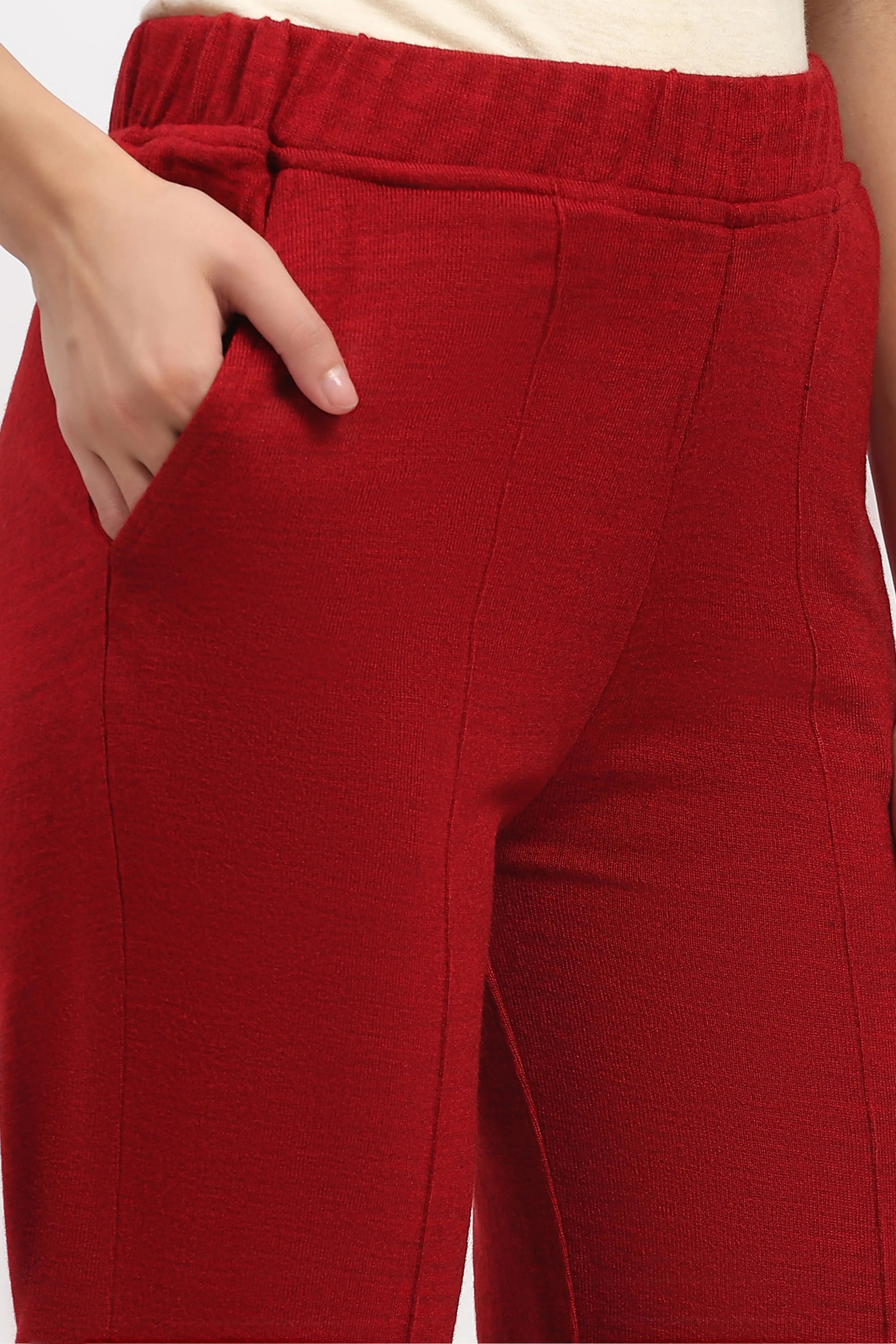 Maroon Acrylic Winter Pants