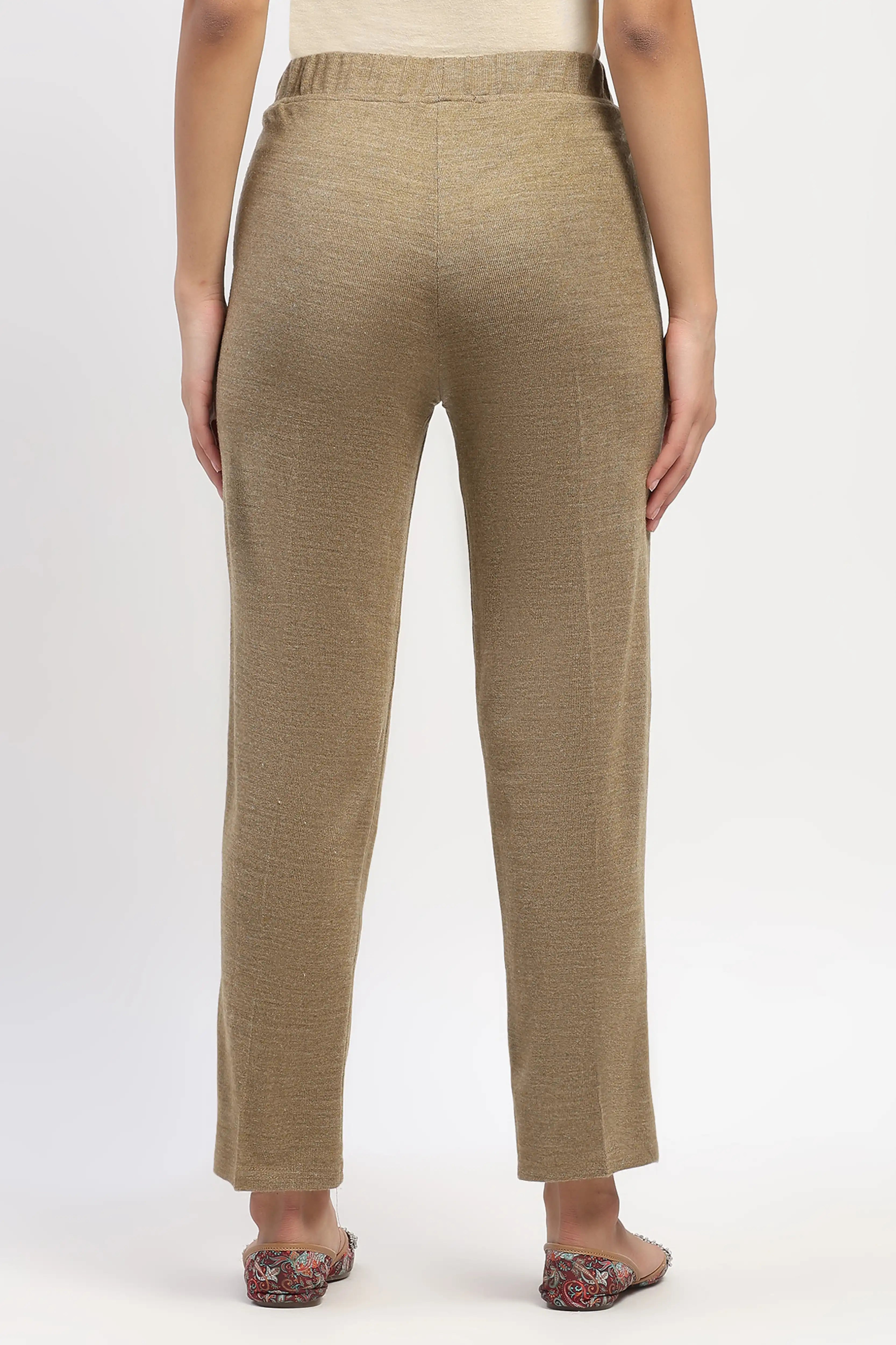 Beige Acrylic Winter Pants