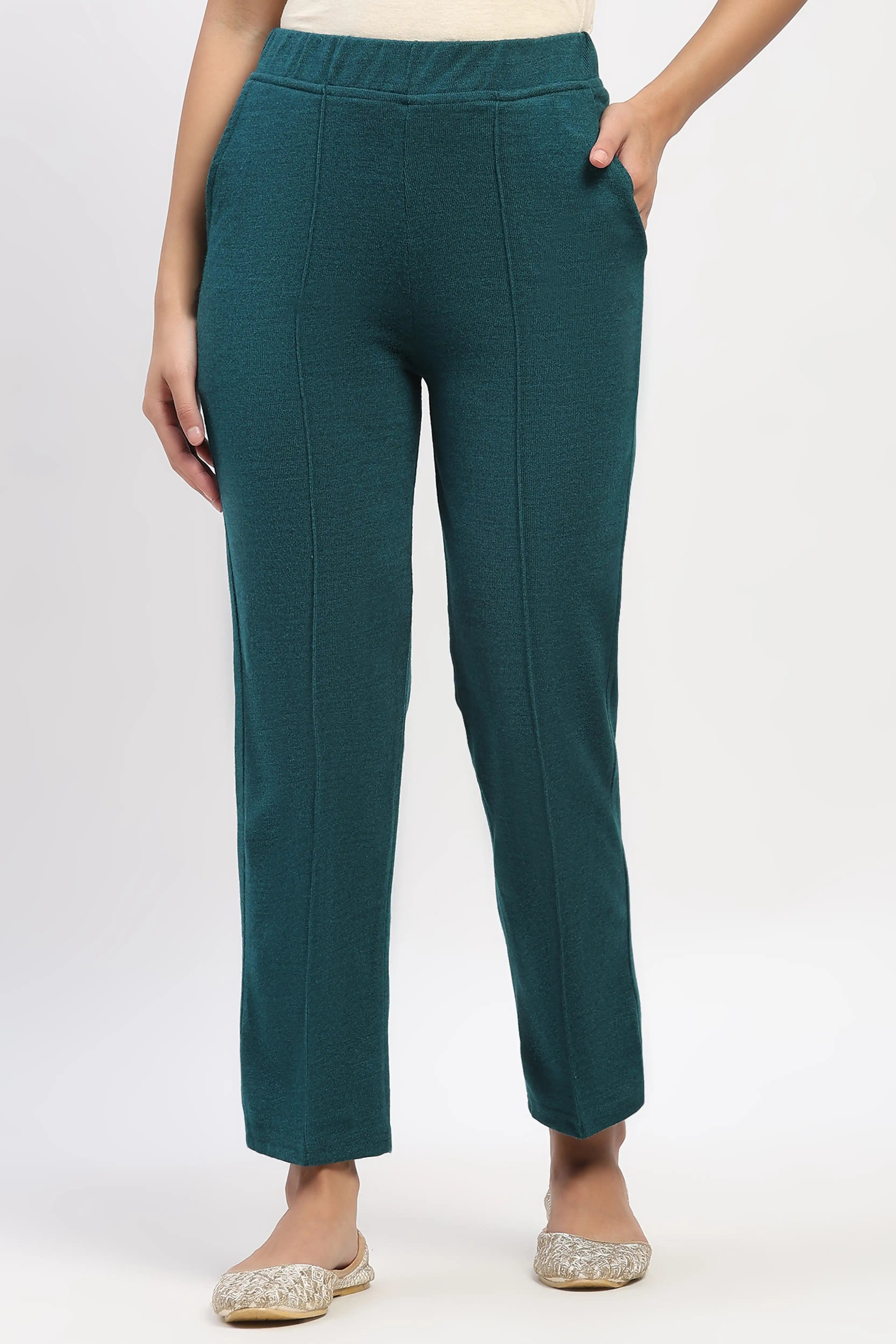 Sea Green Acrylic Winter Pants