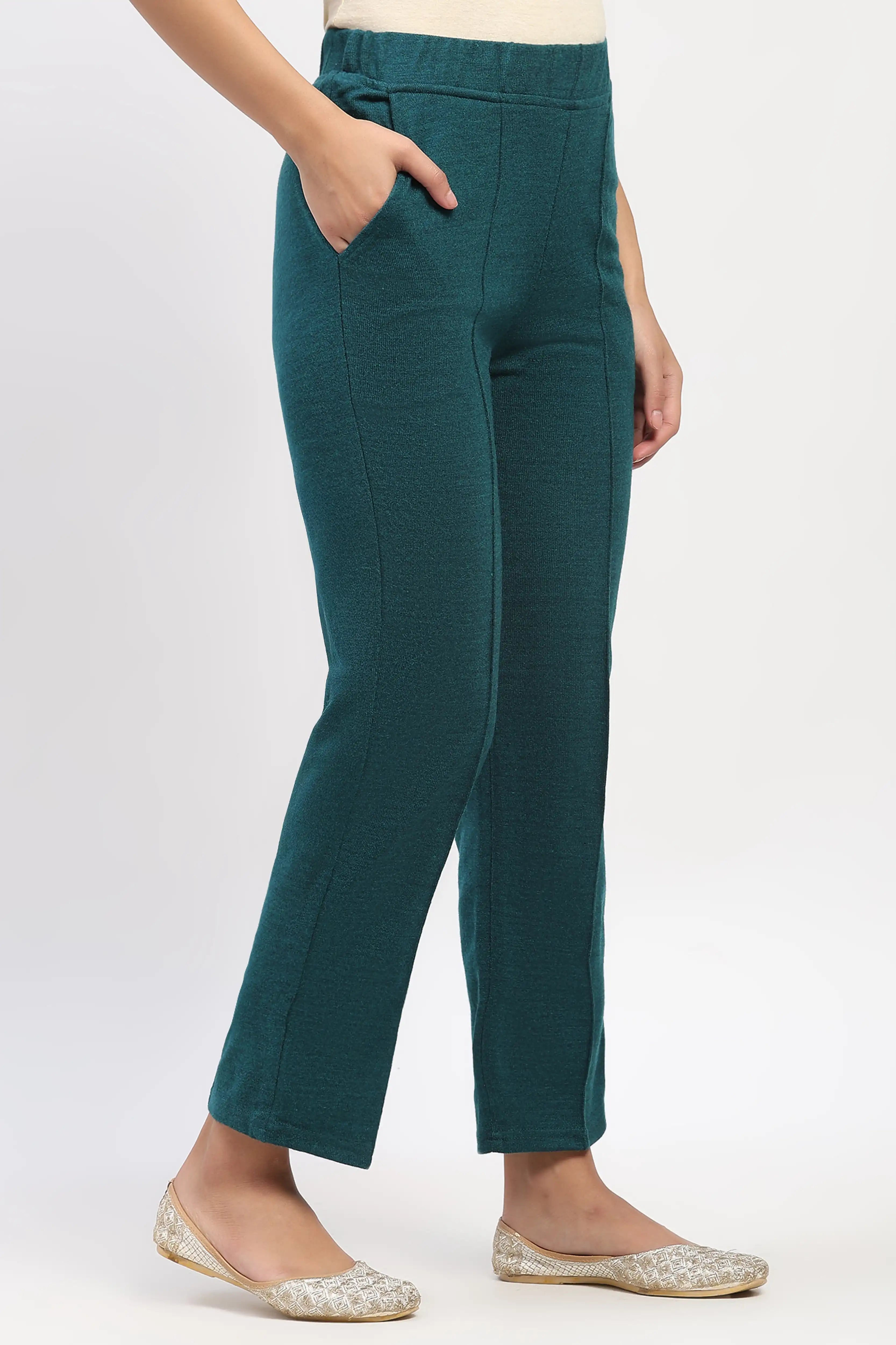 Sea Green Acrylic Winter Pants
