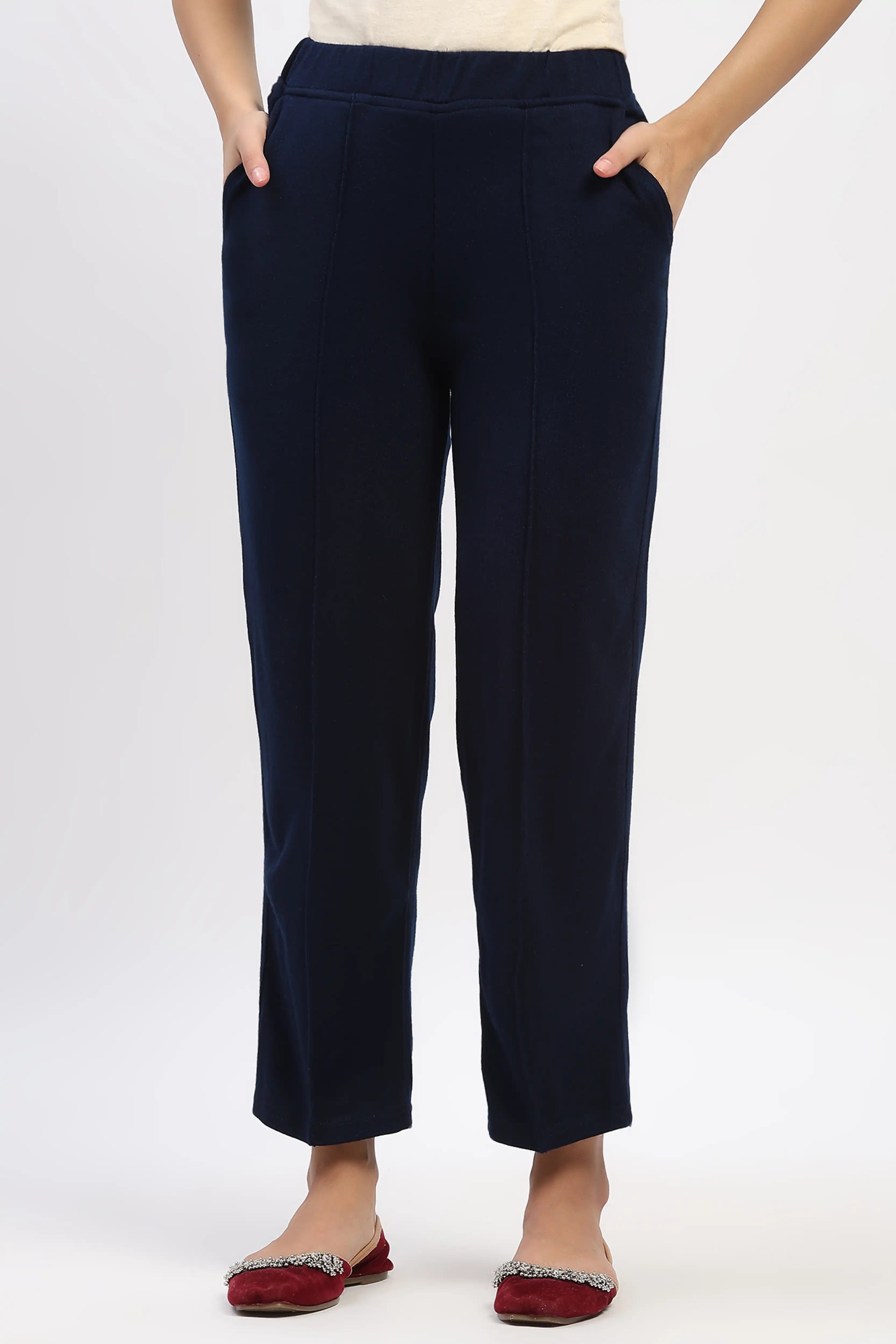 Navy Blue Acrylic Winter Pants