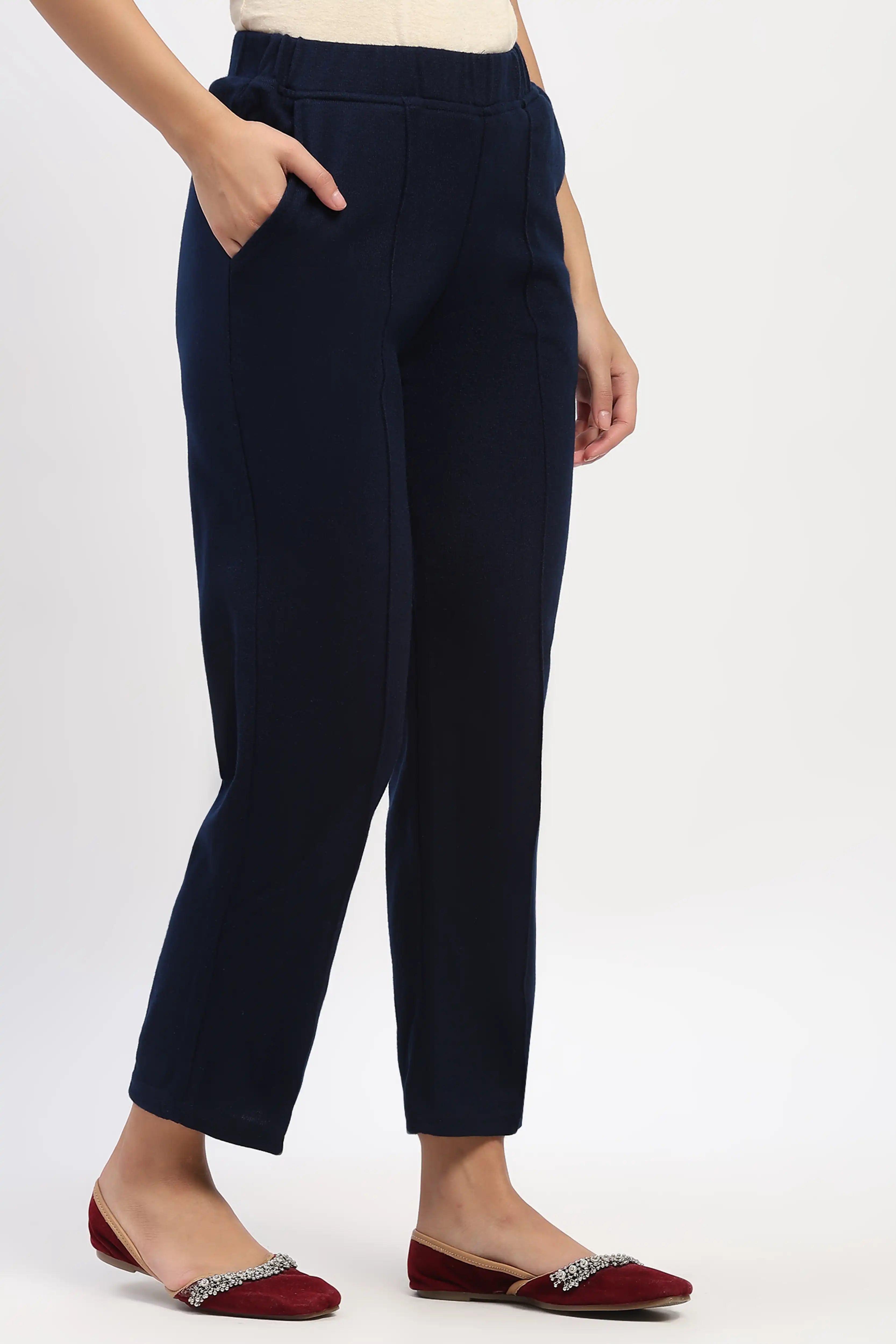 Navy Blue Acrylic Winter Pants