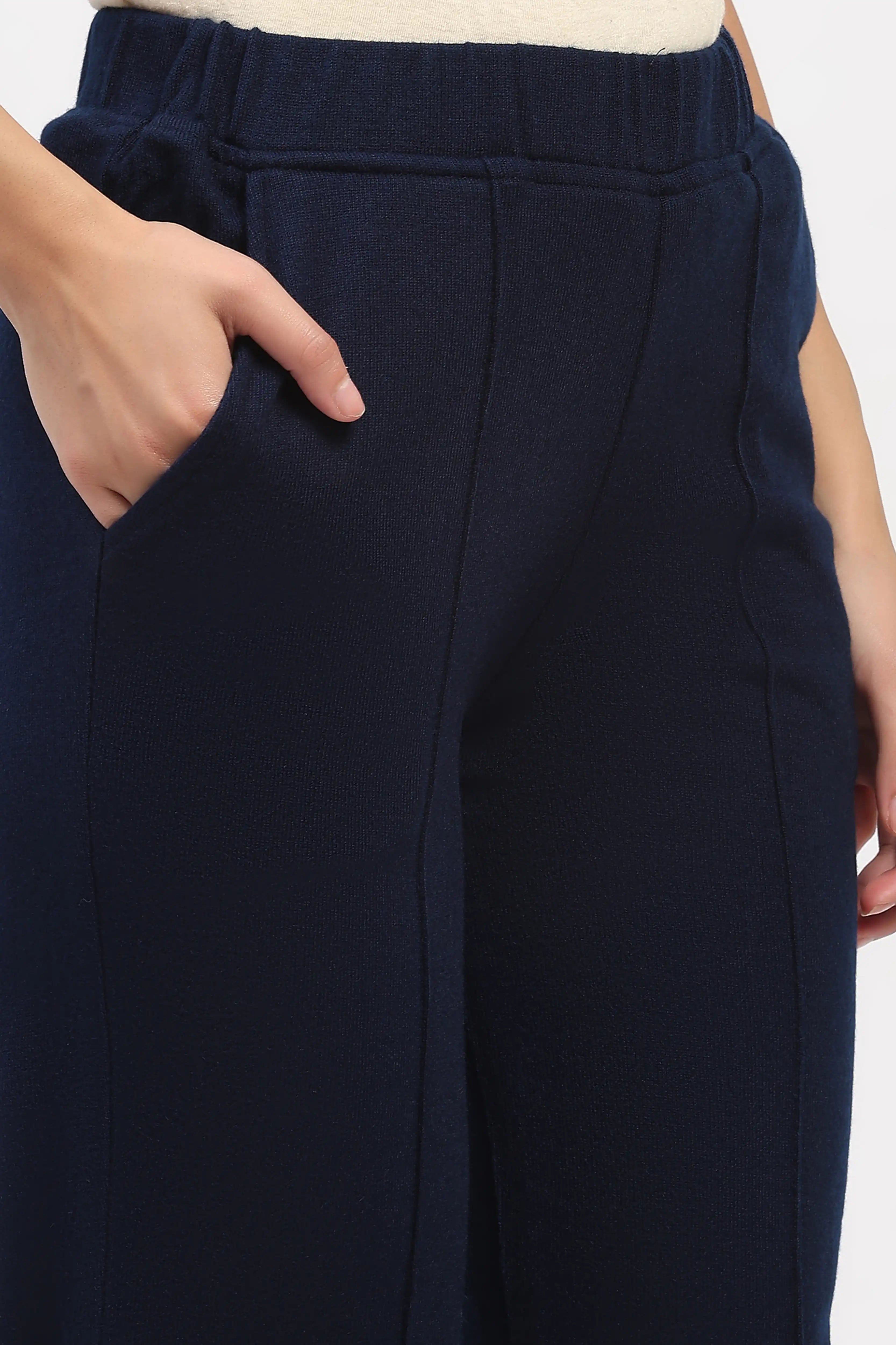 Navy Blue Acrylic Winter Pants