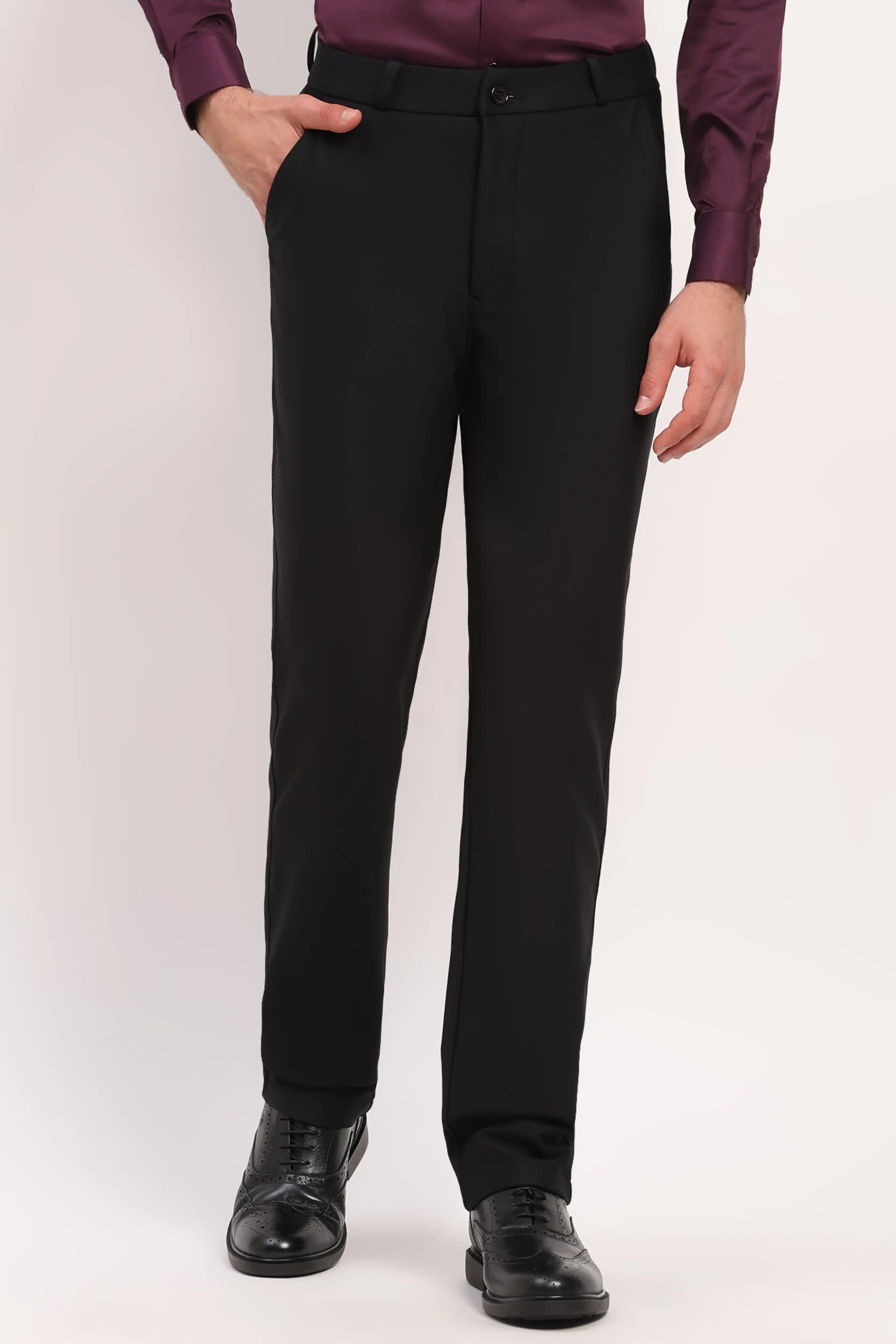 Luxury Black Straight Trousers