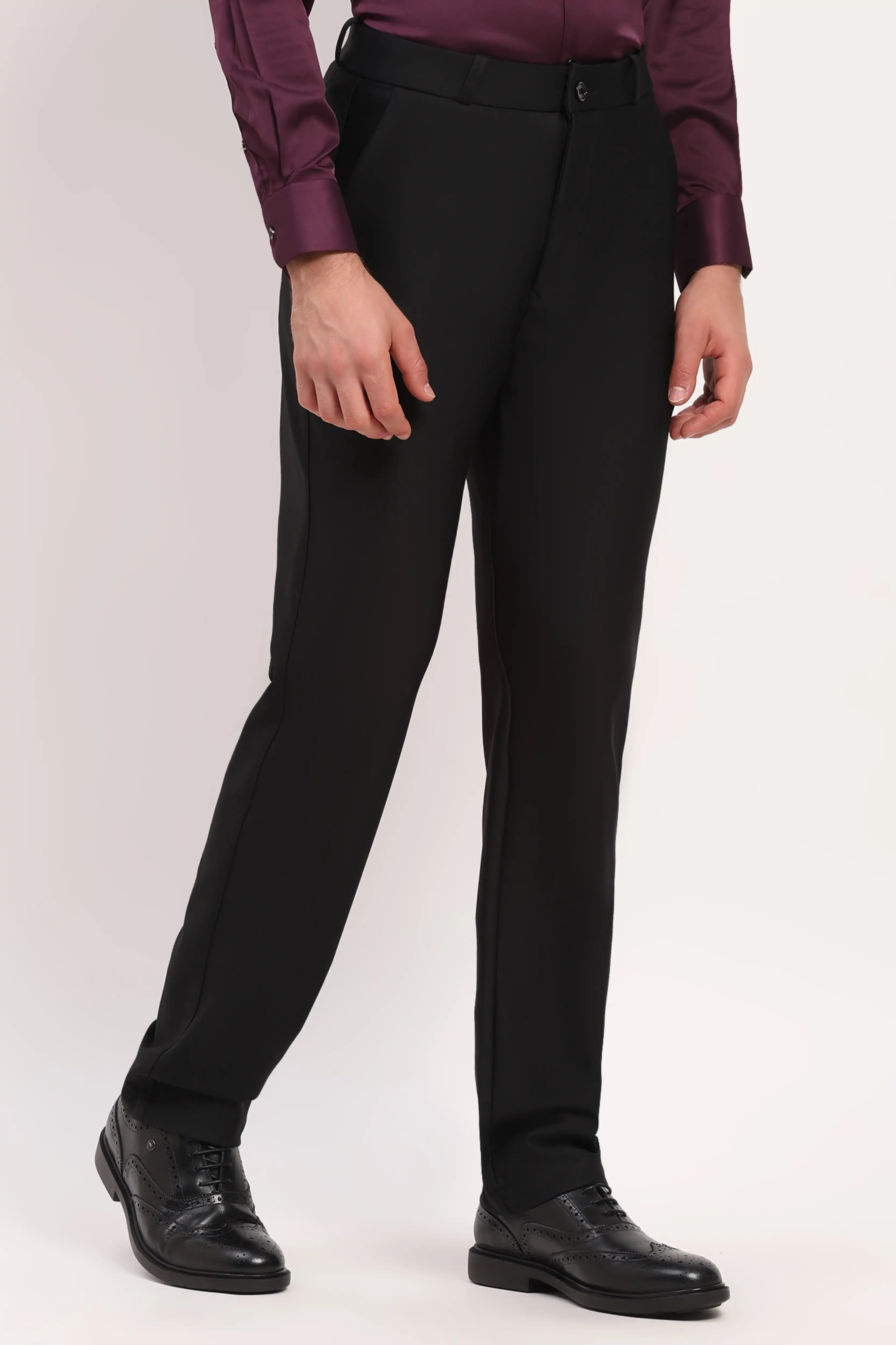 Luxury Black Straight Trousers