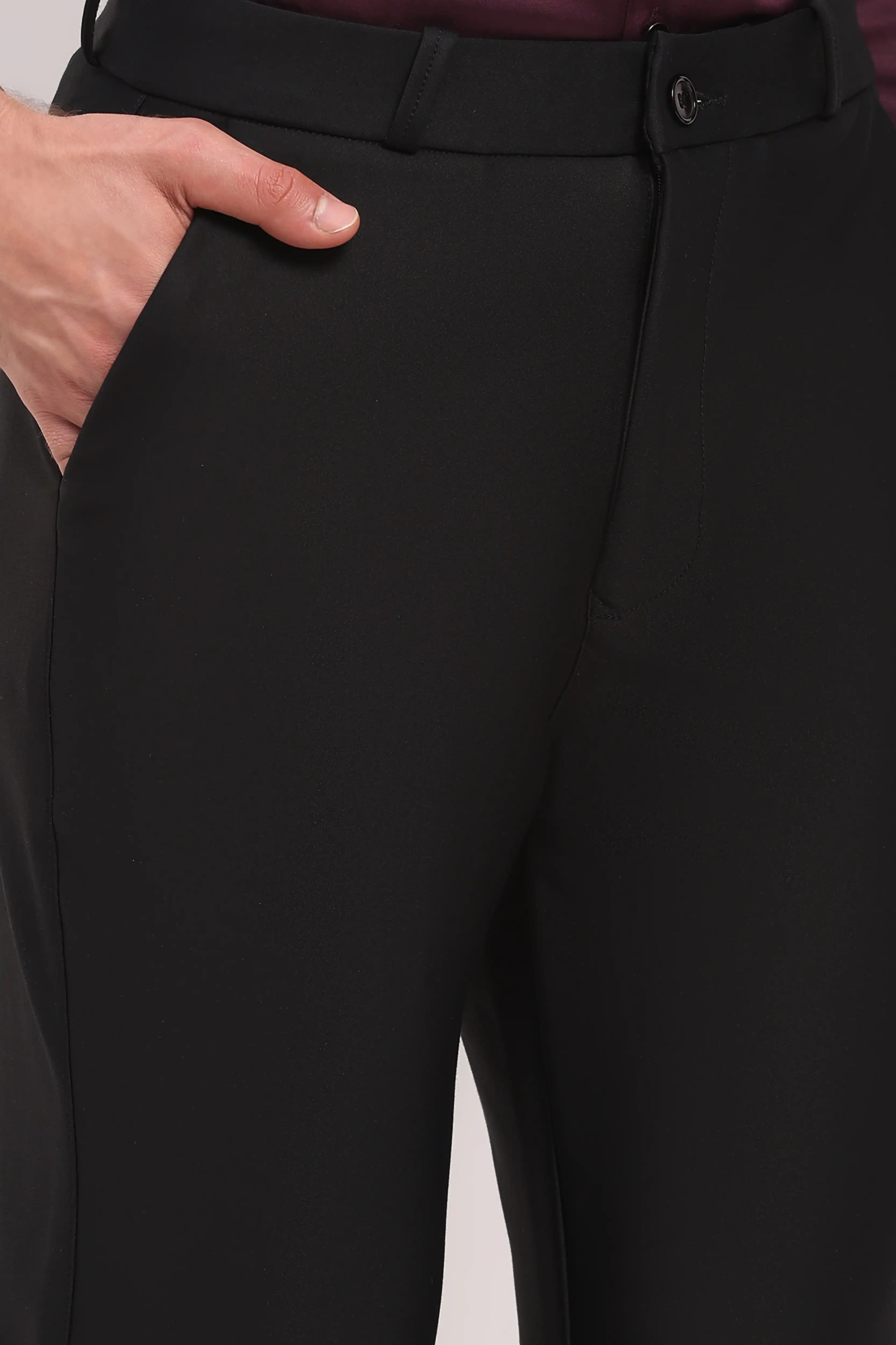Luxury Black Straight Trousers