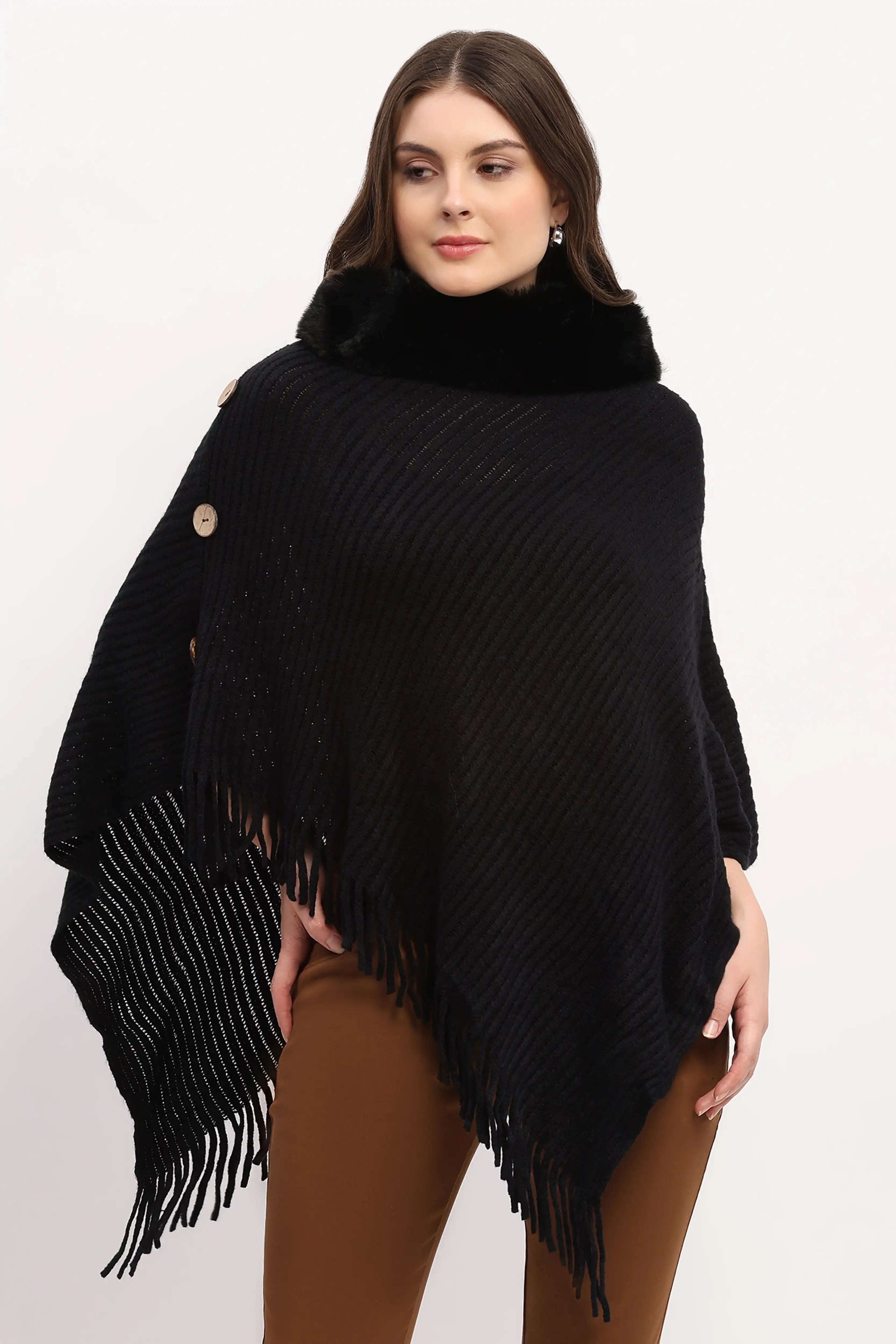 Black Winter Poncho