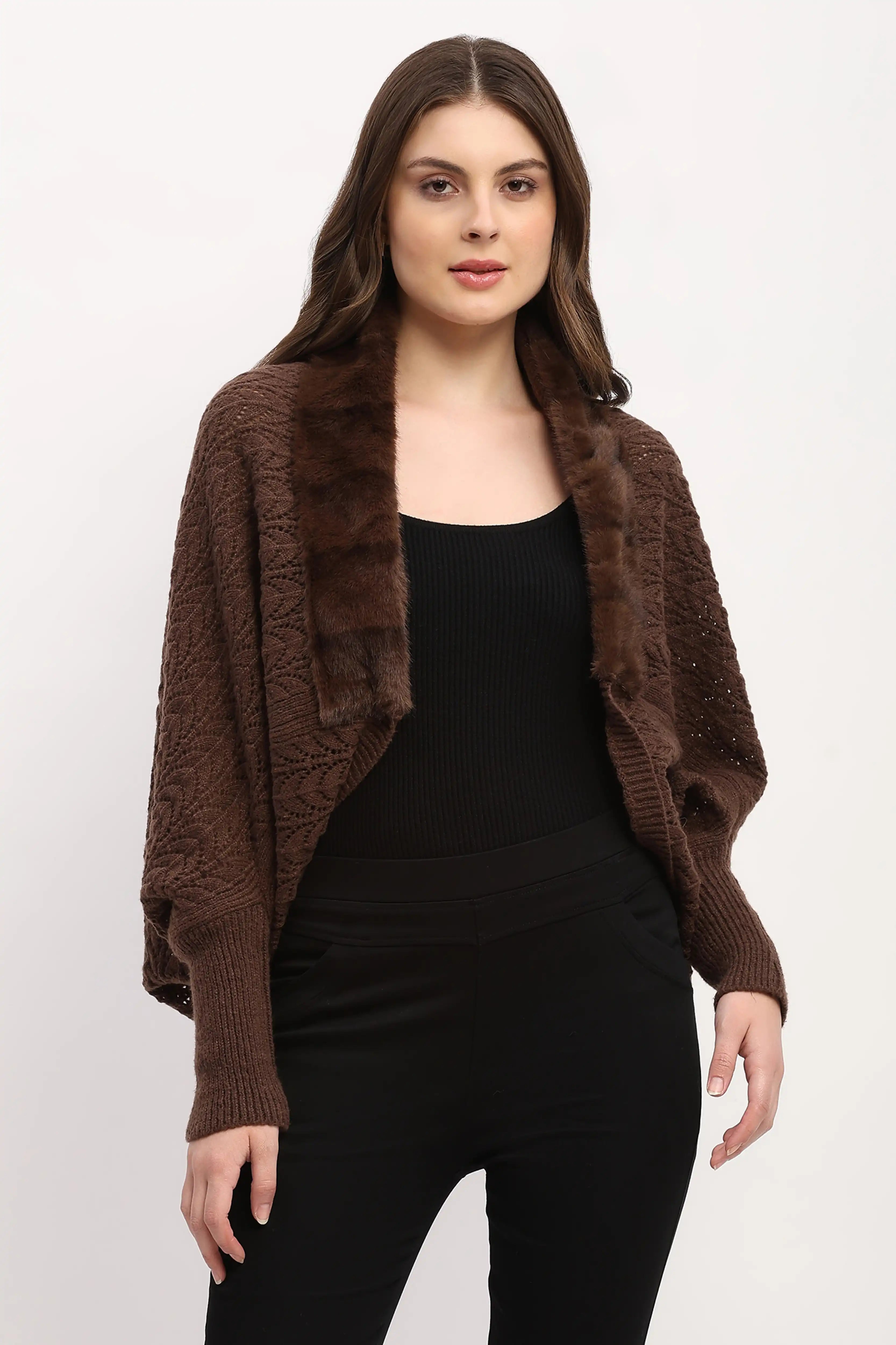 Brown Crochet Woven Winter