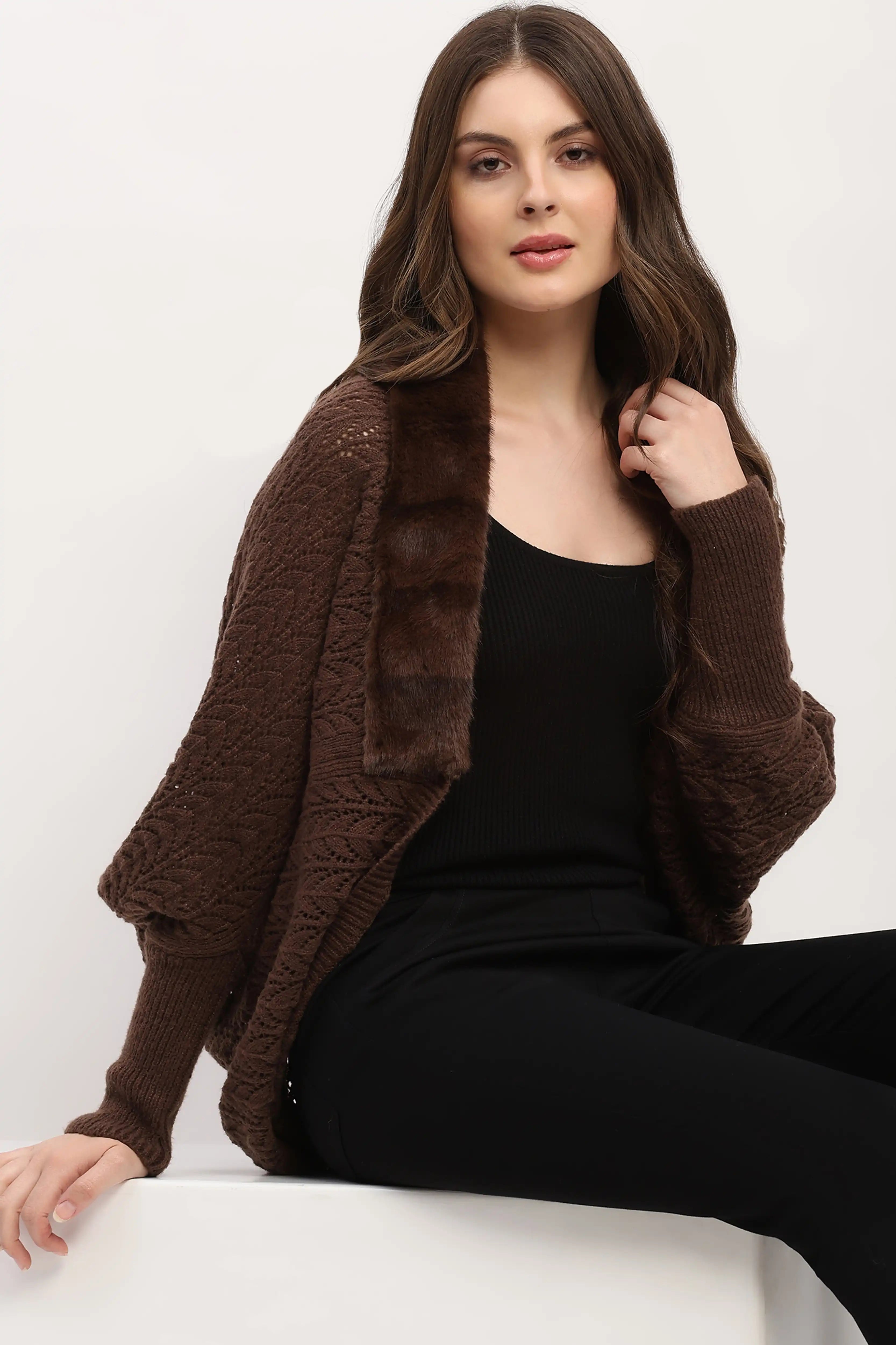 Brown Crochet Woven Winter