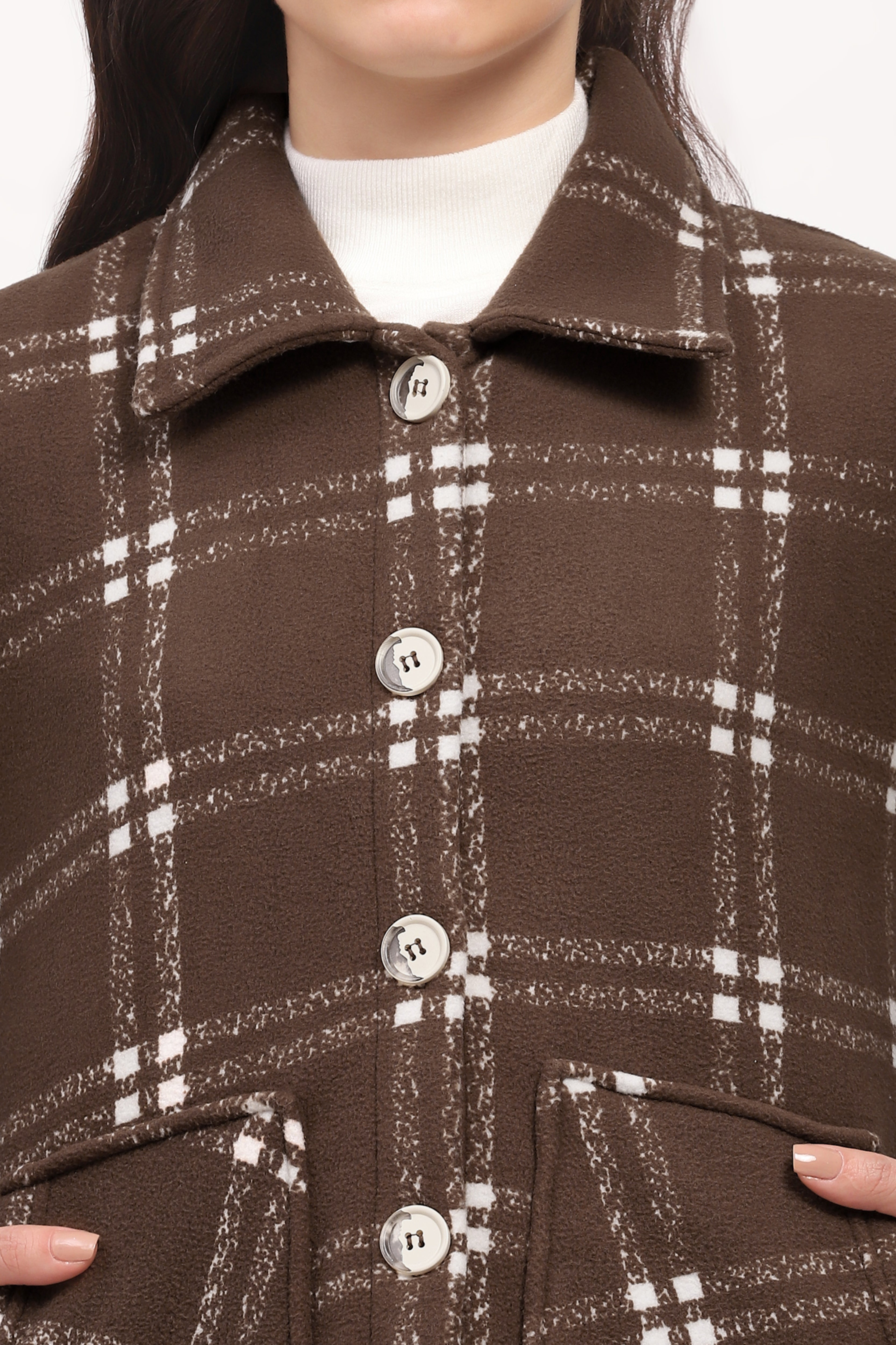 Brown Check Heavy Fleece Shacket