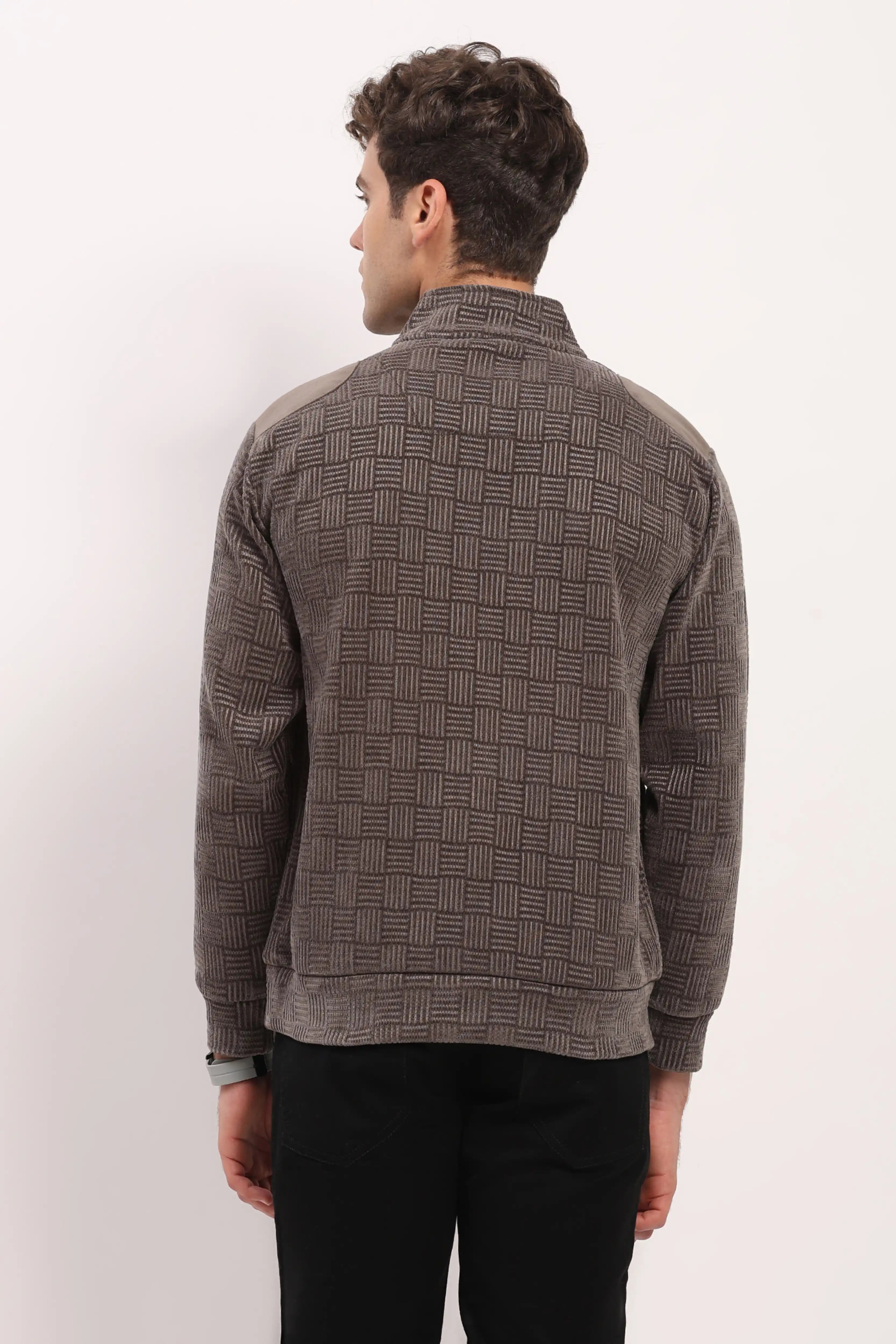 Textured Grey Half-Zip Sweatshirt