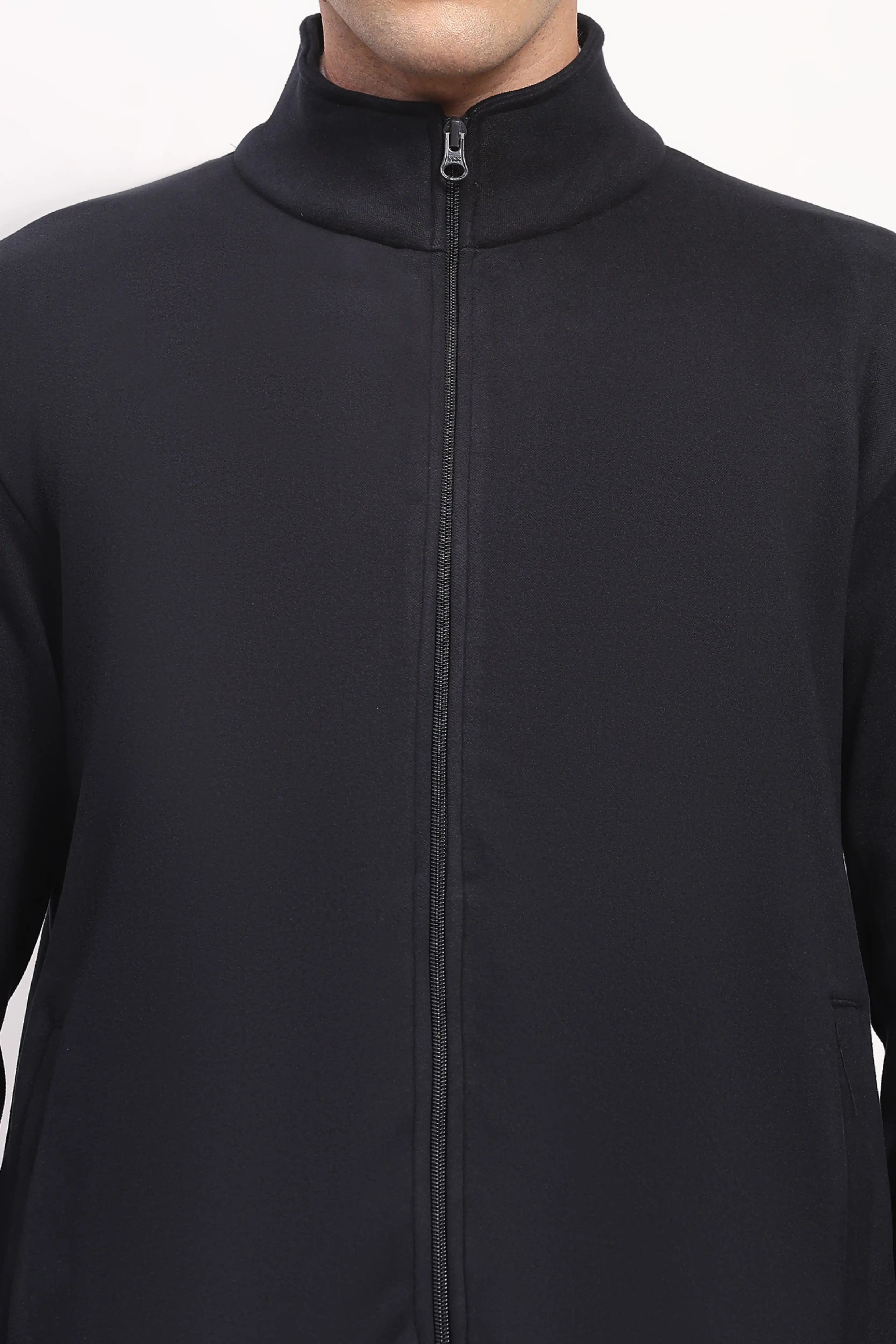 Velvet-Lined Navy Zip Sweatshirt