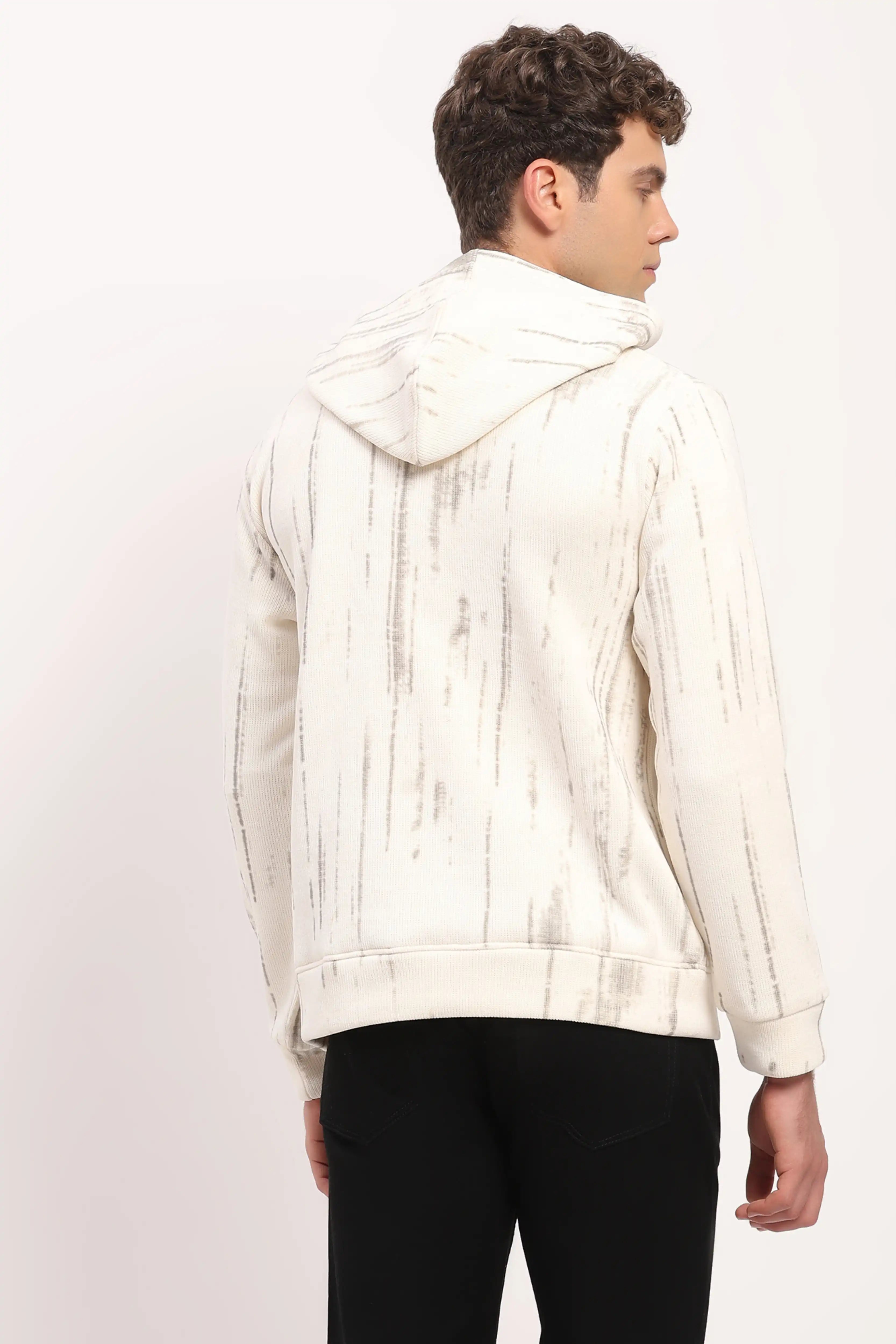 Velvet-Lined Marble Print Hoodie