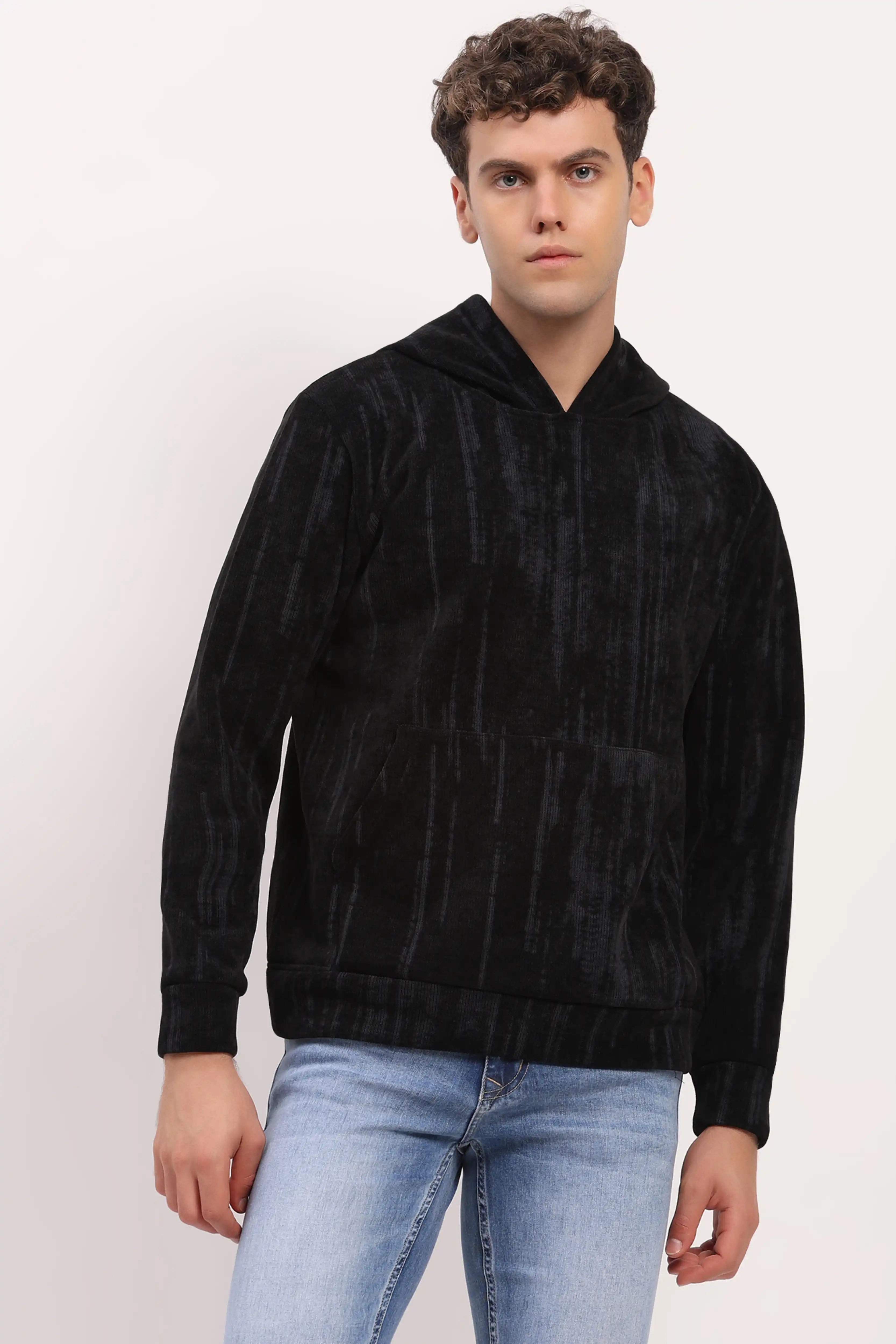 Velvet-Lined Marble Print Hoodie