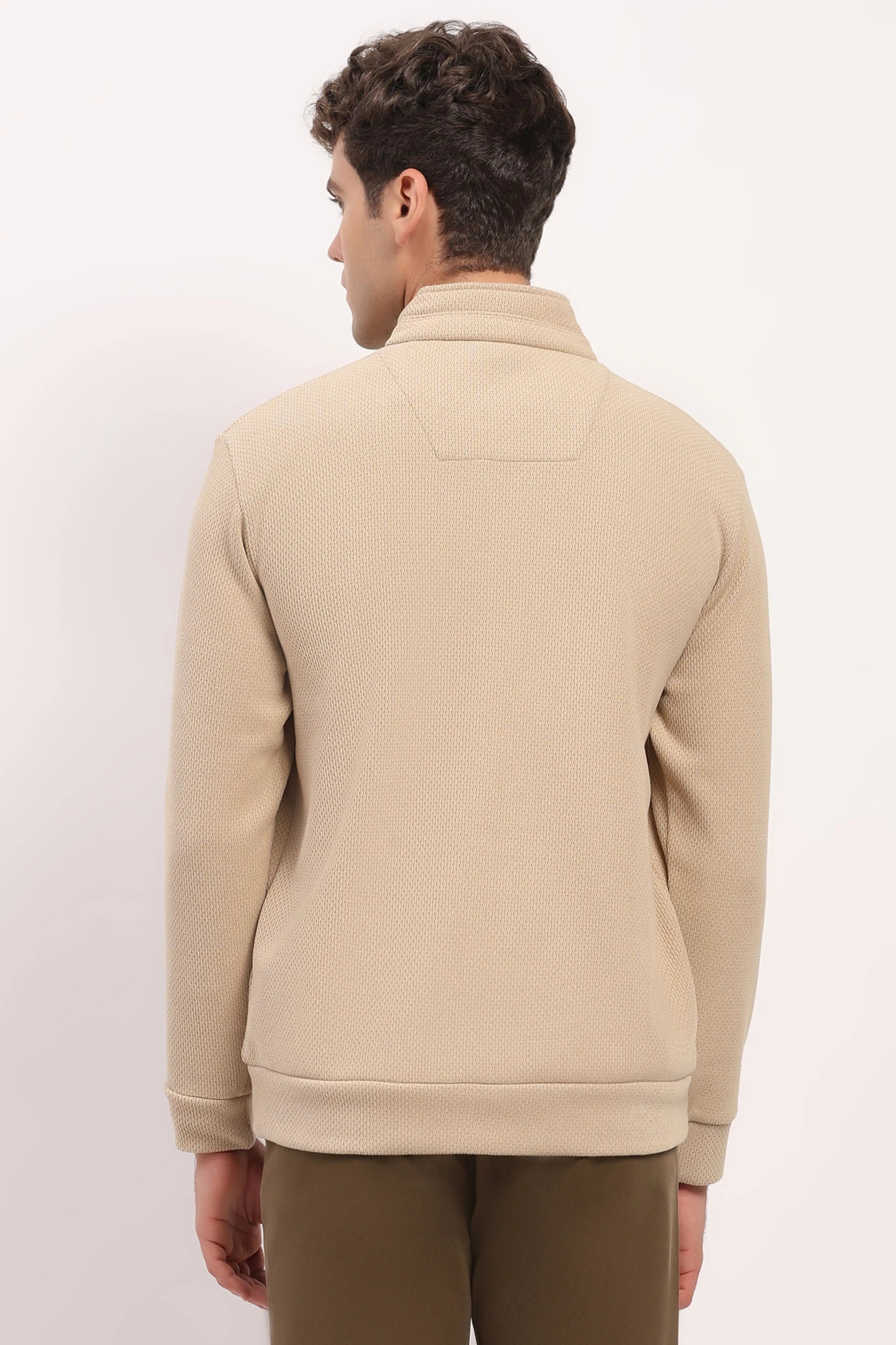 Beige Zipper Winter Jacket
