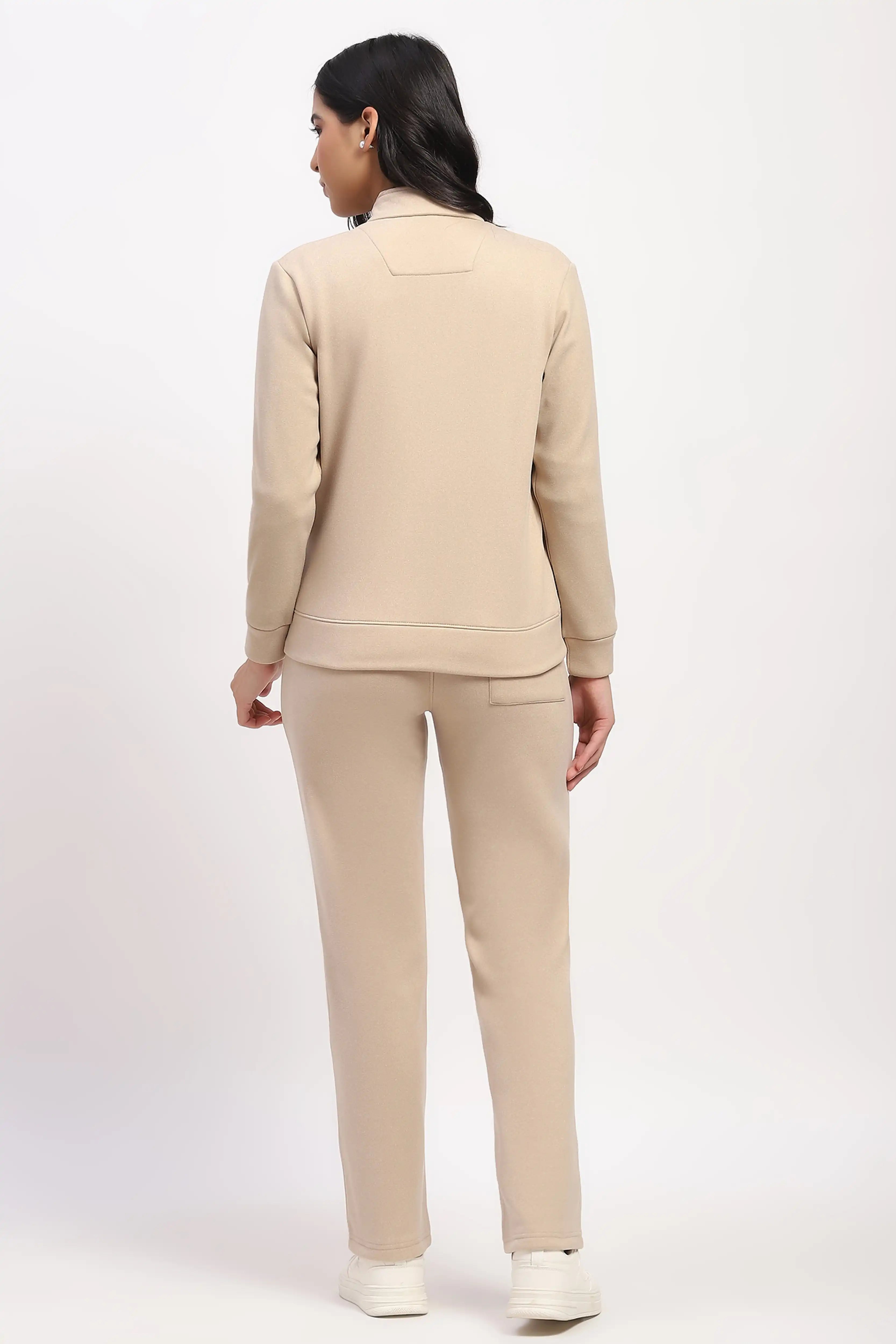 Beige Velvet-Lined Sweatshirt