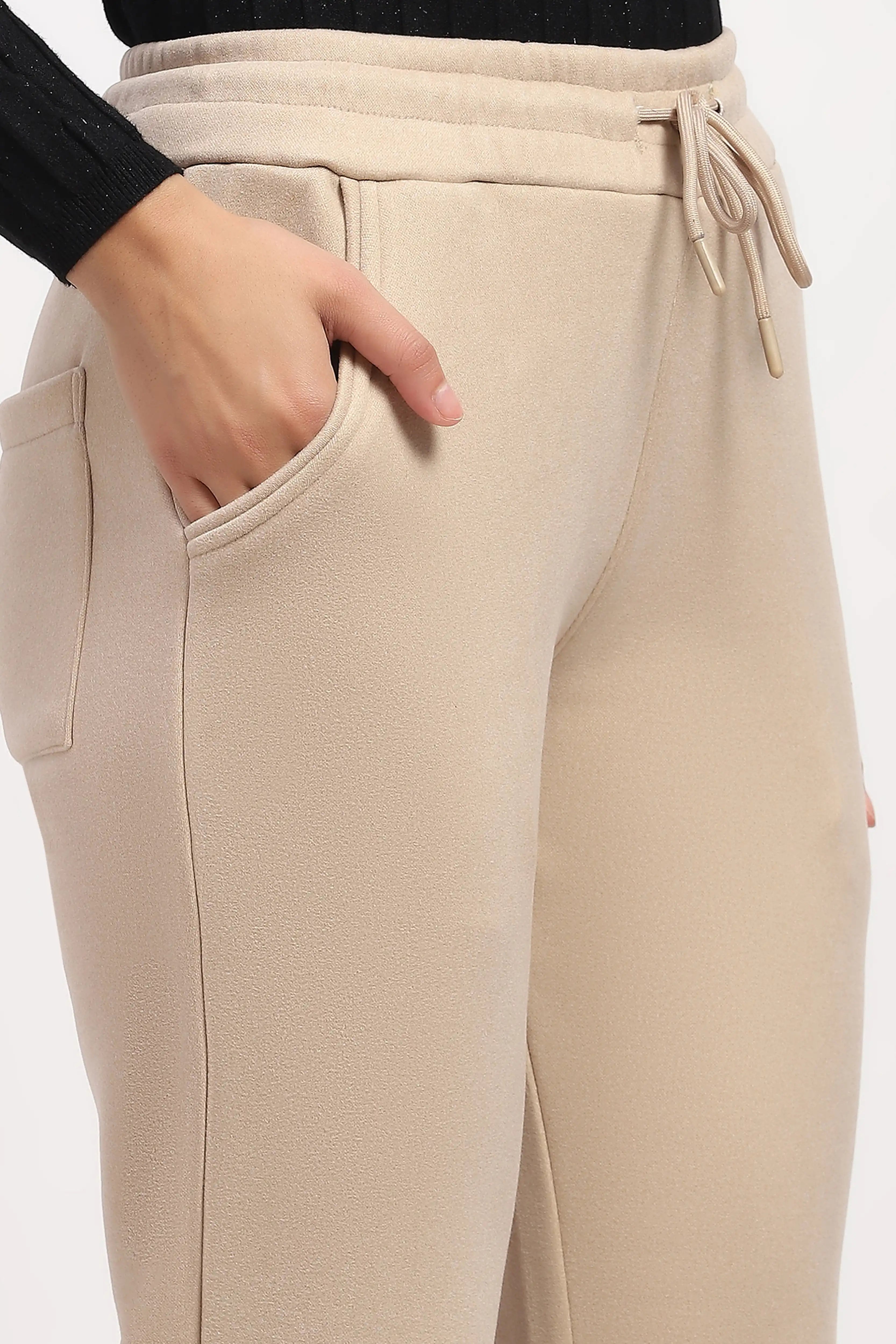 Beige Velvet-Lined Winter Co-ord Set - Global Republic