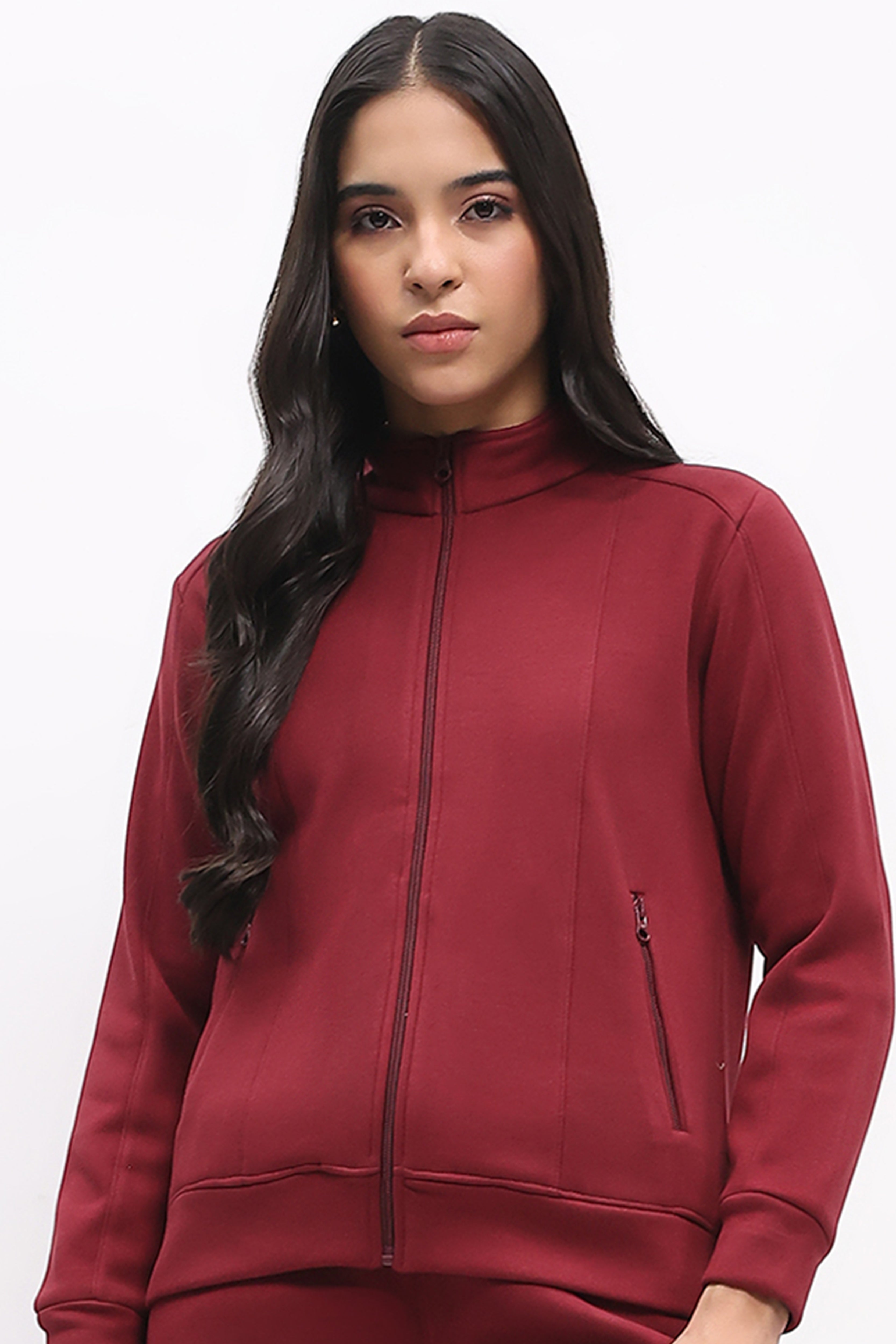 Maroon Velvet-Lined Sweatshirt