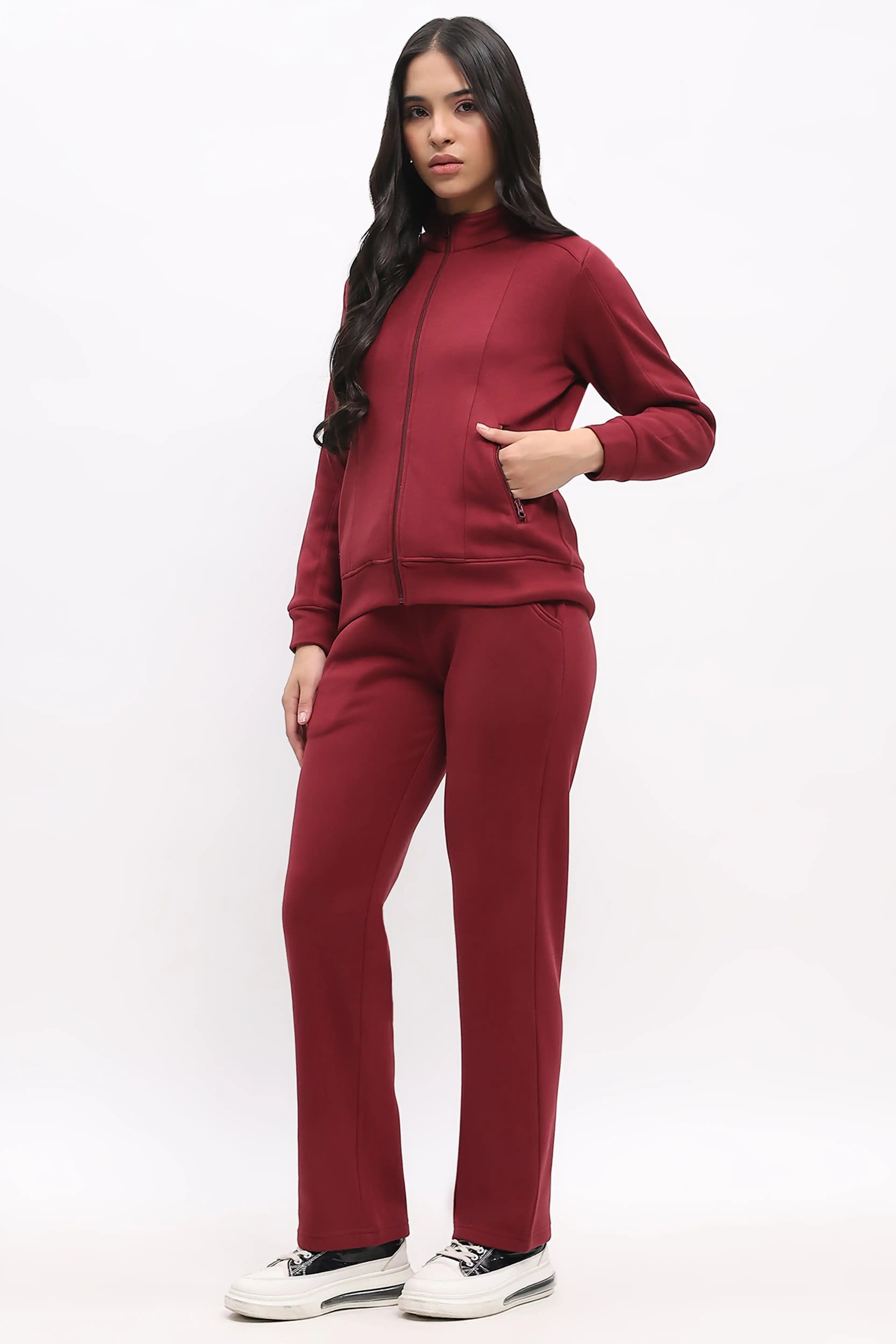 Maroon Velvet-Lined Sweatshirt