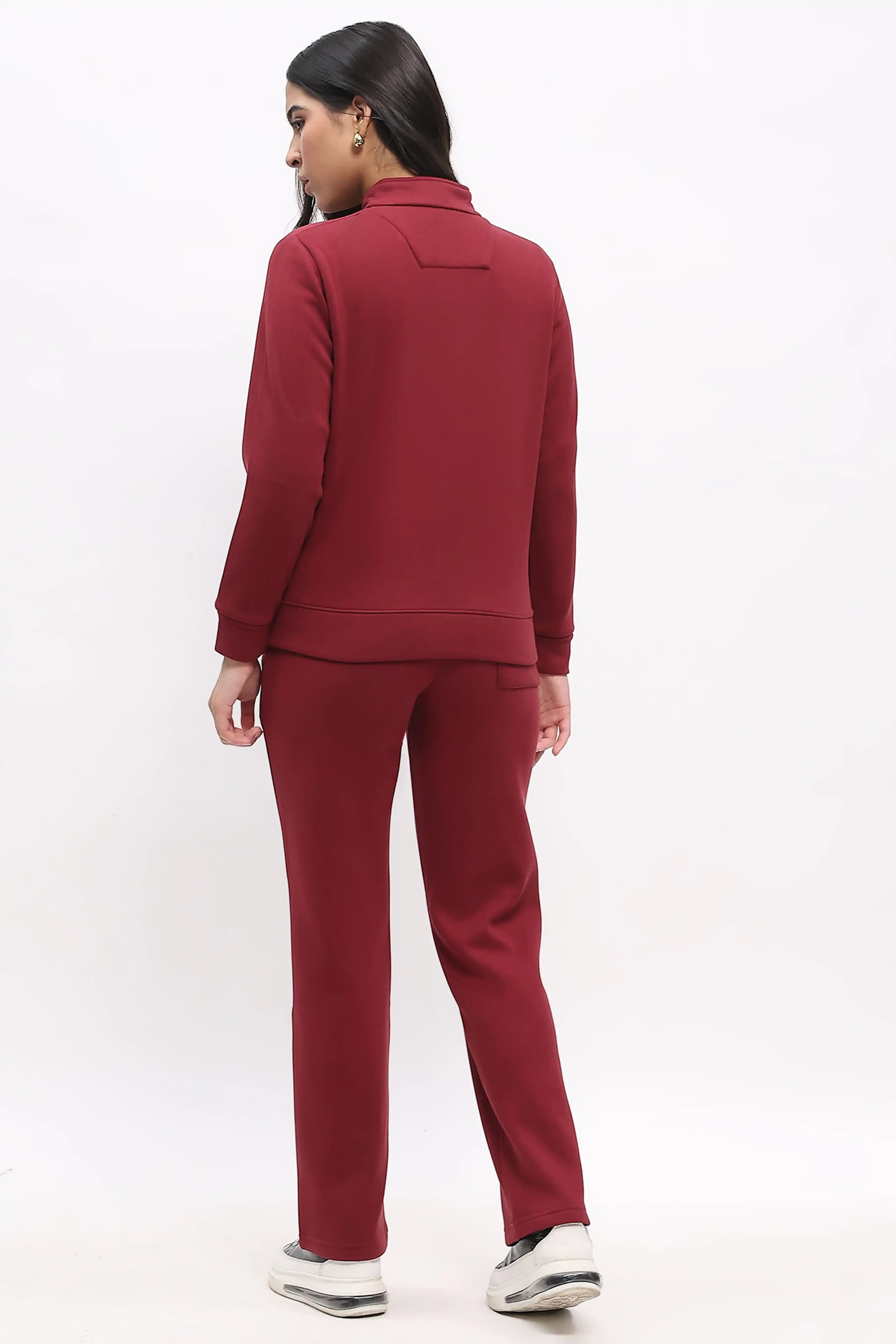 Maroon Velvet-Lined Winter Co-ord Set - Global Republic