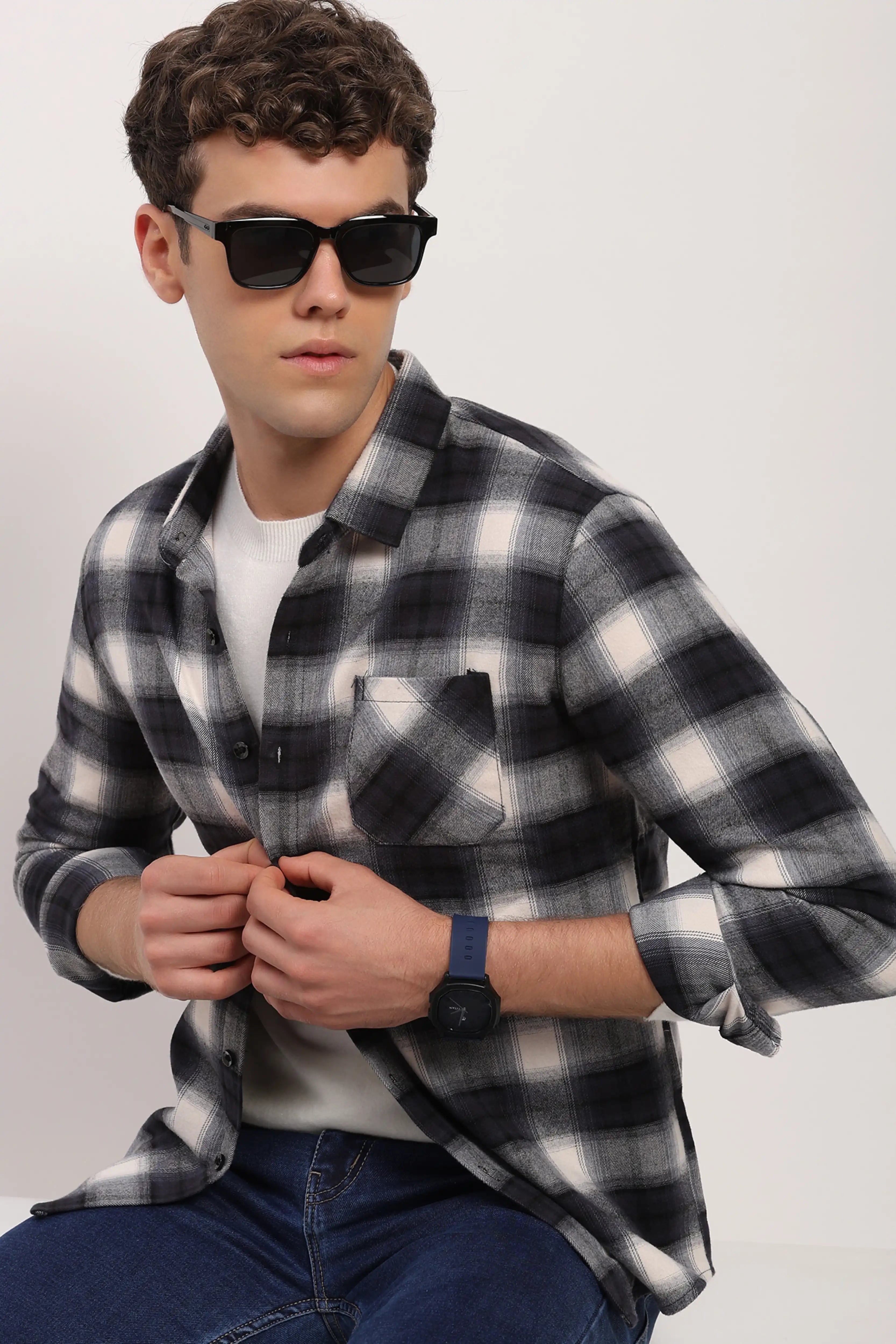 Winter Navy Check Shirt