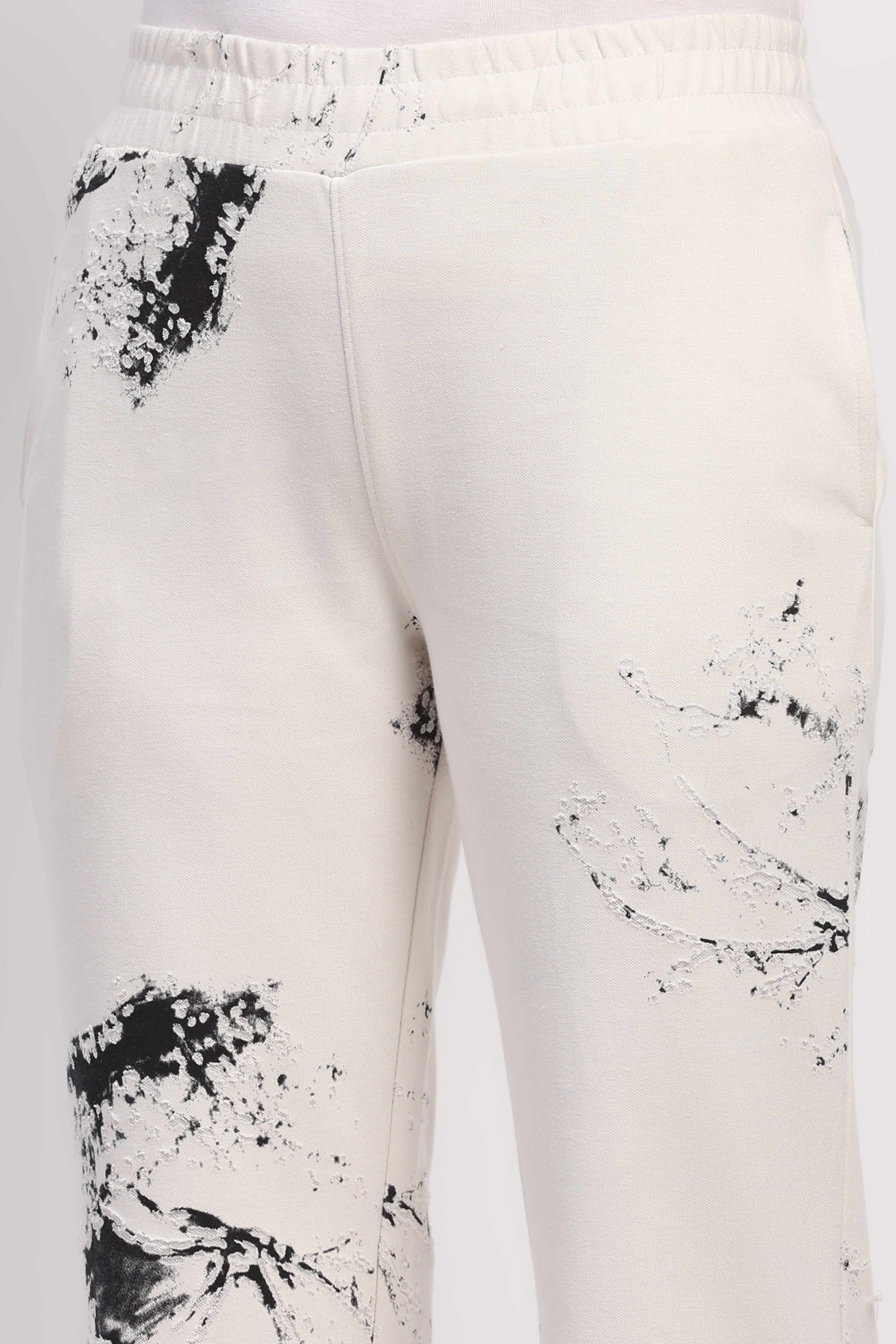 White Abstract Print Loungewear Set