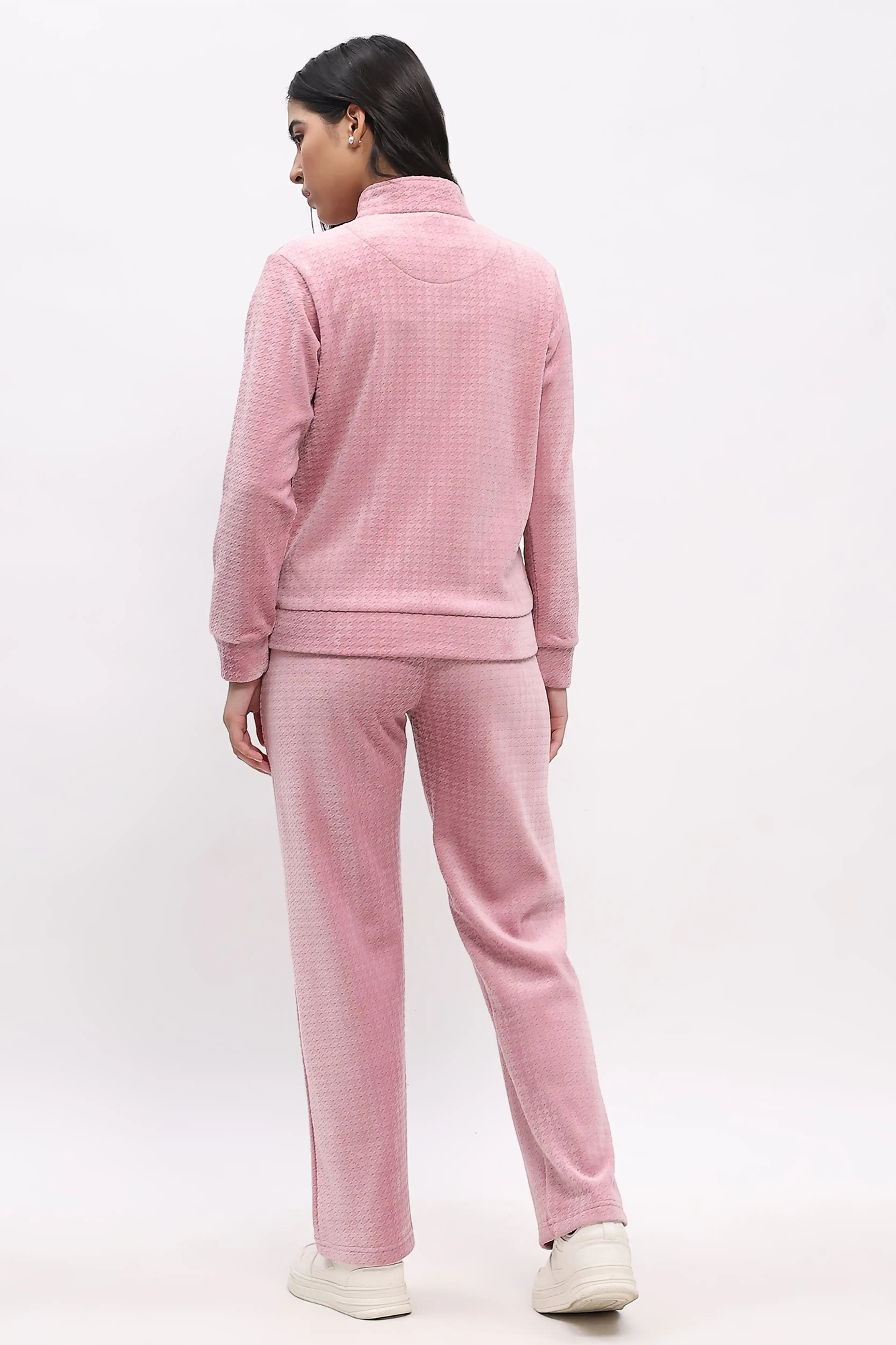 Pink Houndstooth Velvet Co-ord Set