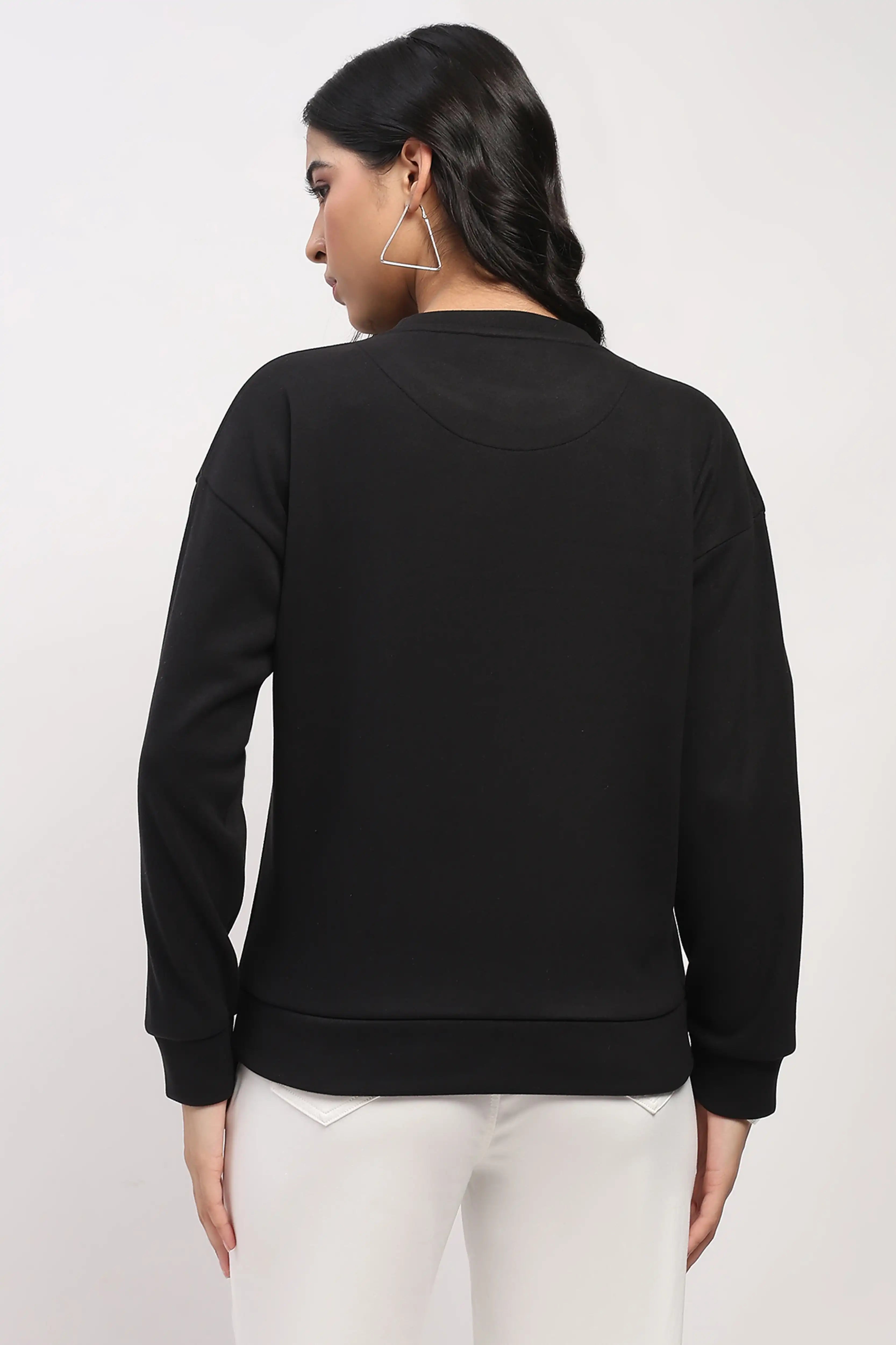 Panda Embroidered Drop-Shoulder Sweatshirt
