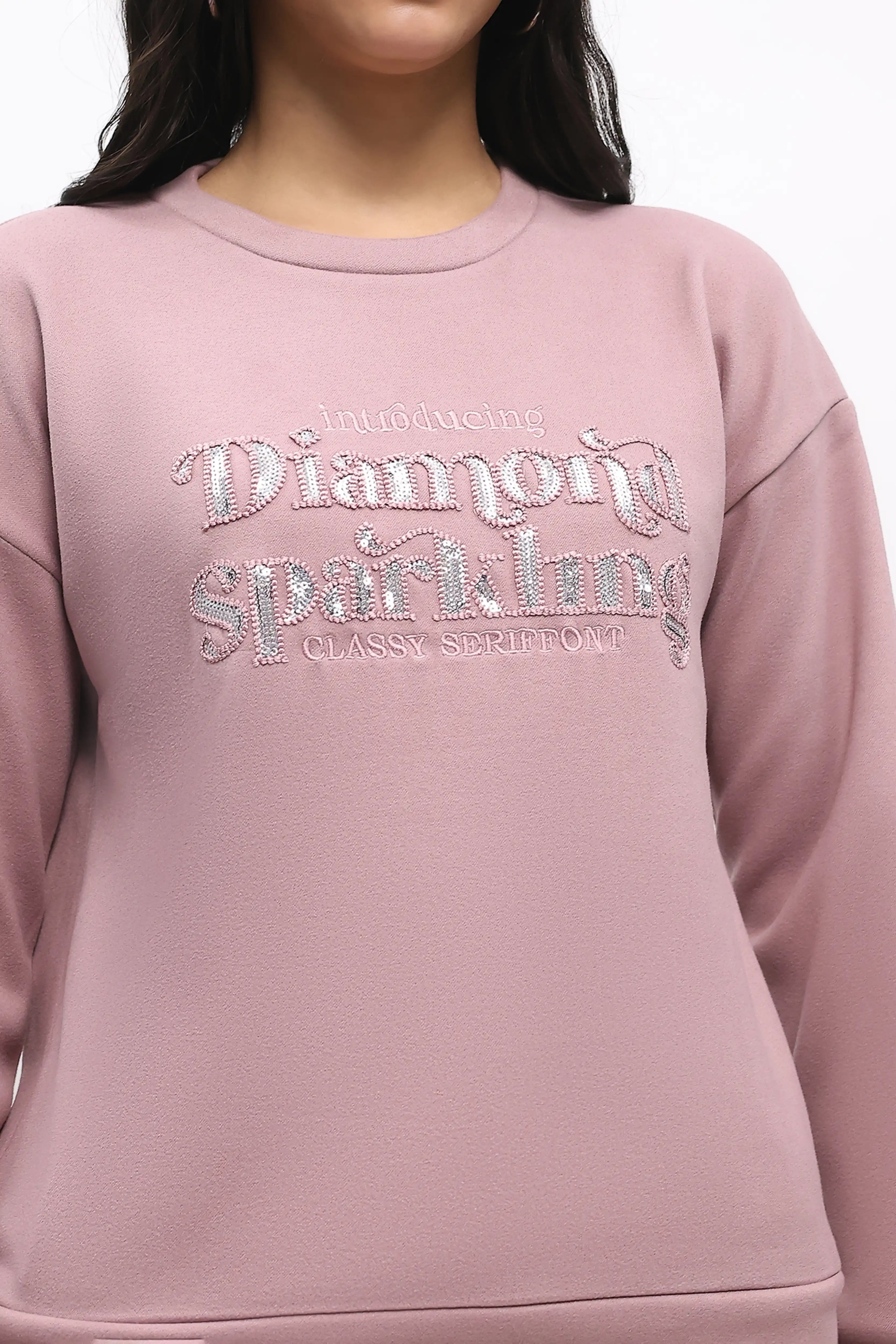 Sequin Embroidered Drop-Shoulder Sweatshirt