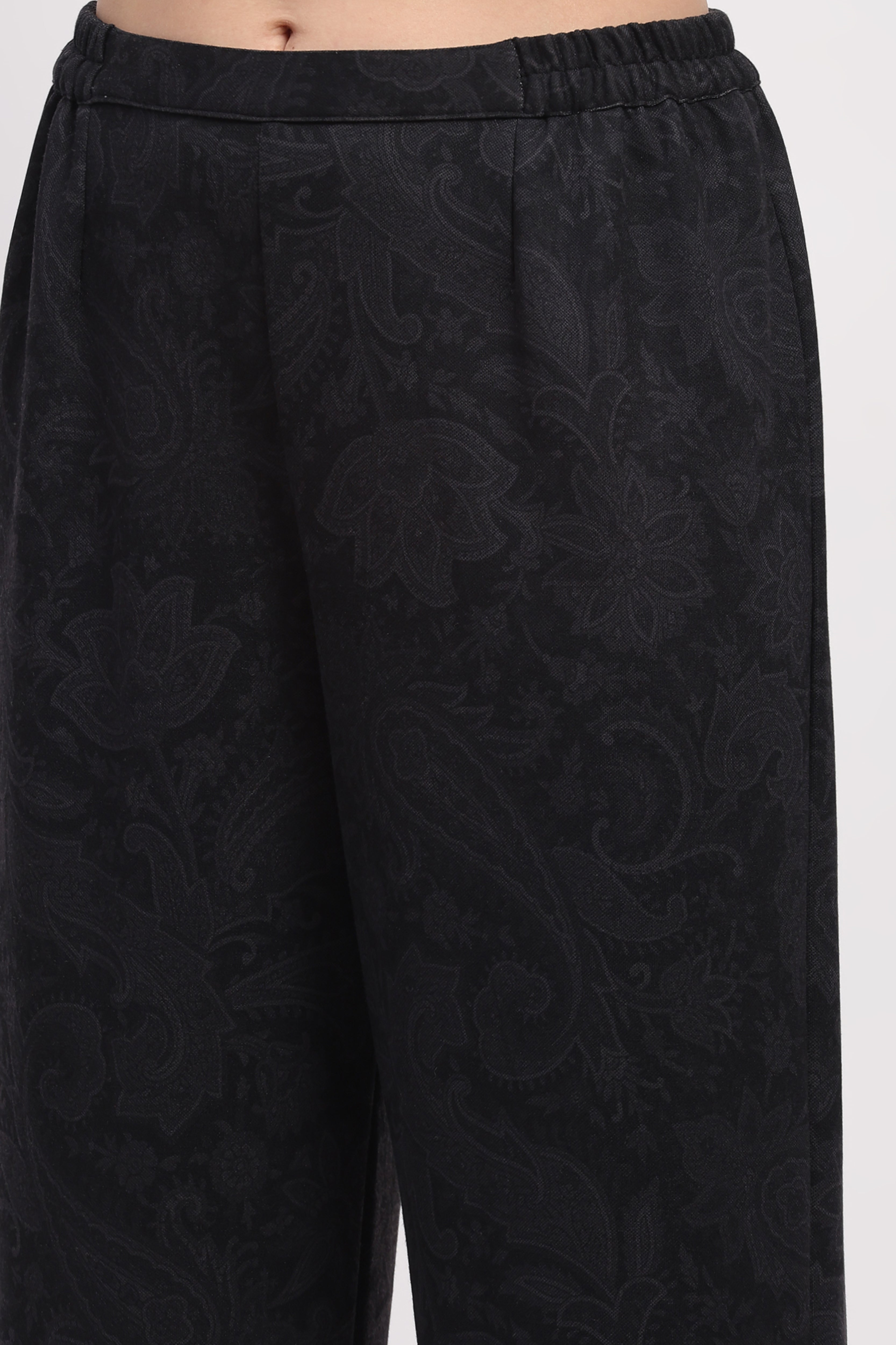 Navy Floral Paisley Winter Kurta Set