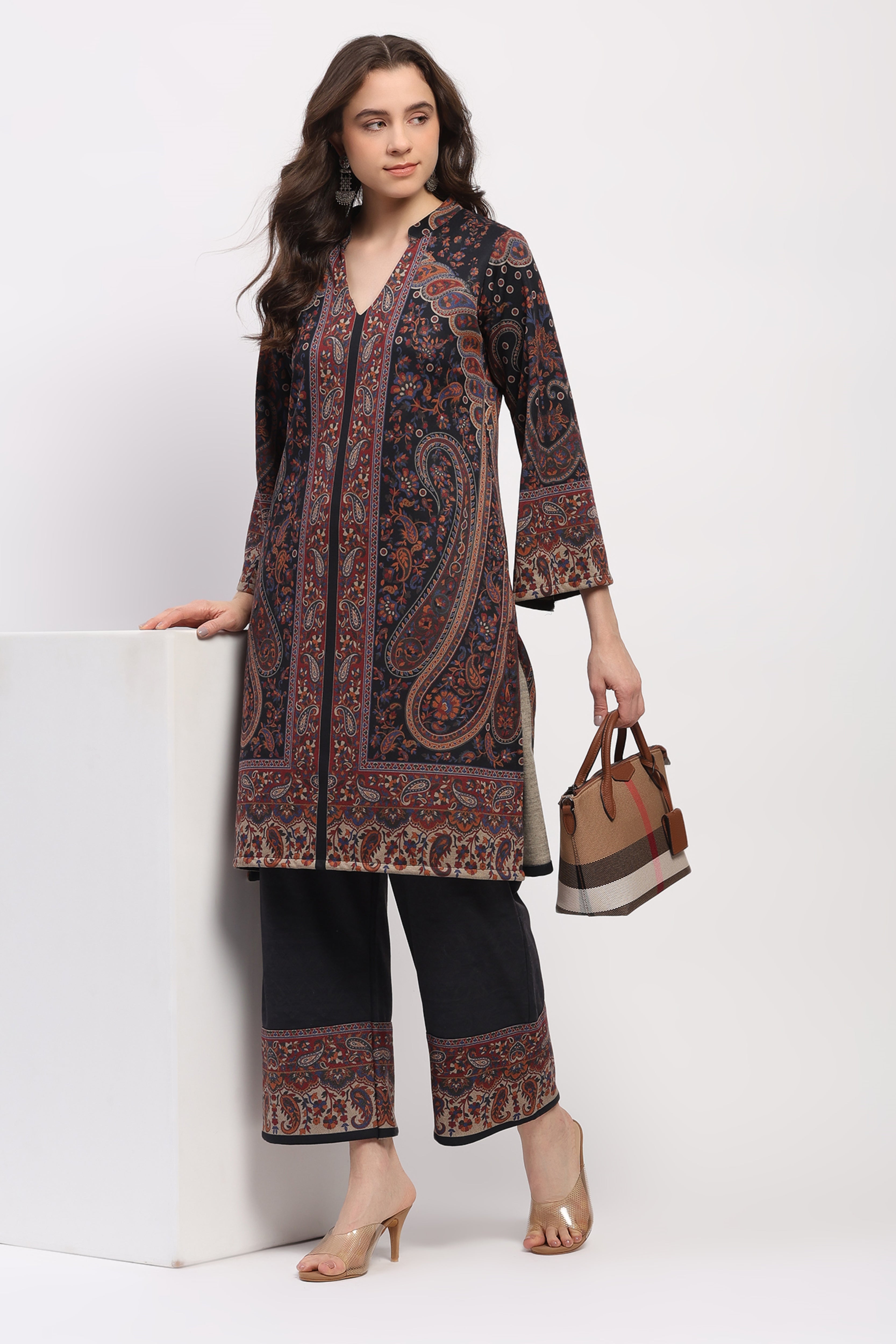 Multicolor Floral Paisley Winter Kurta Set