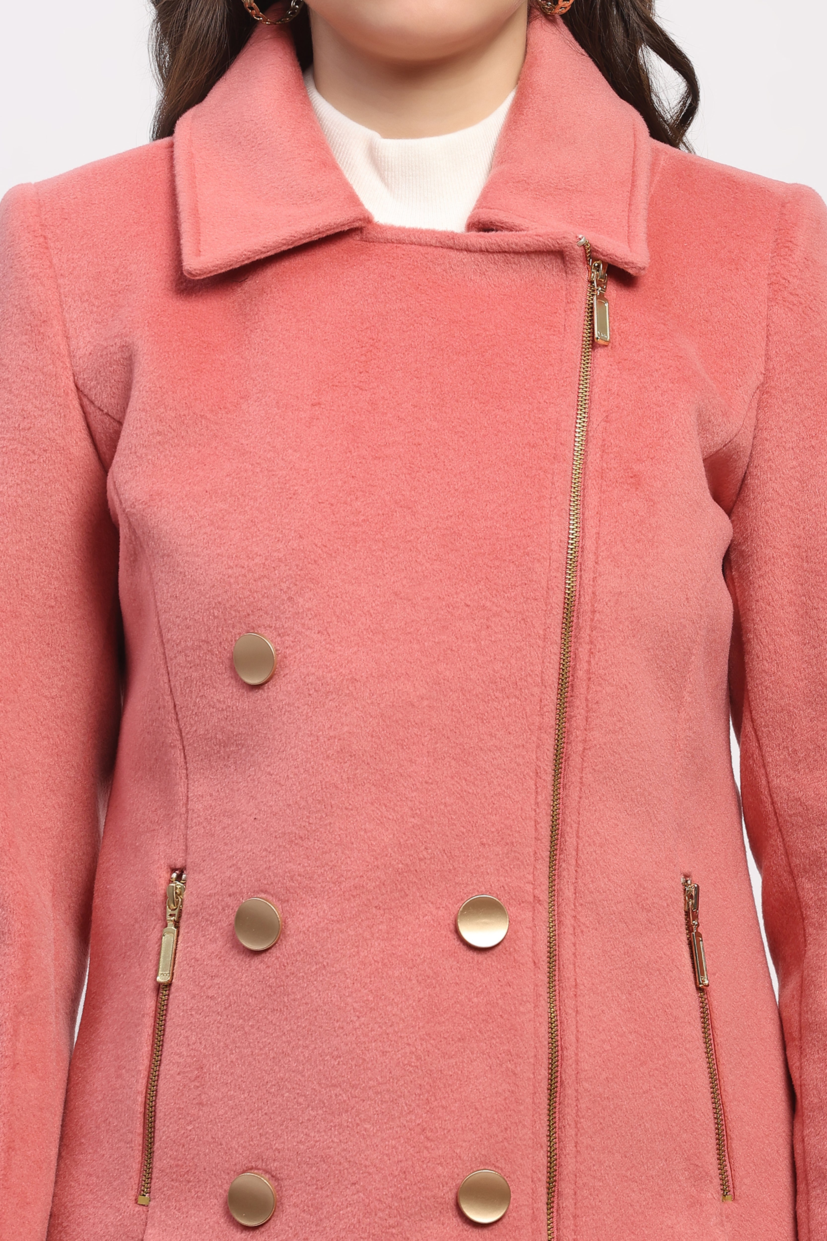 Coral Pink Winter Coat