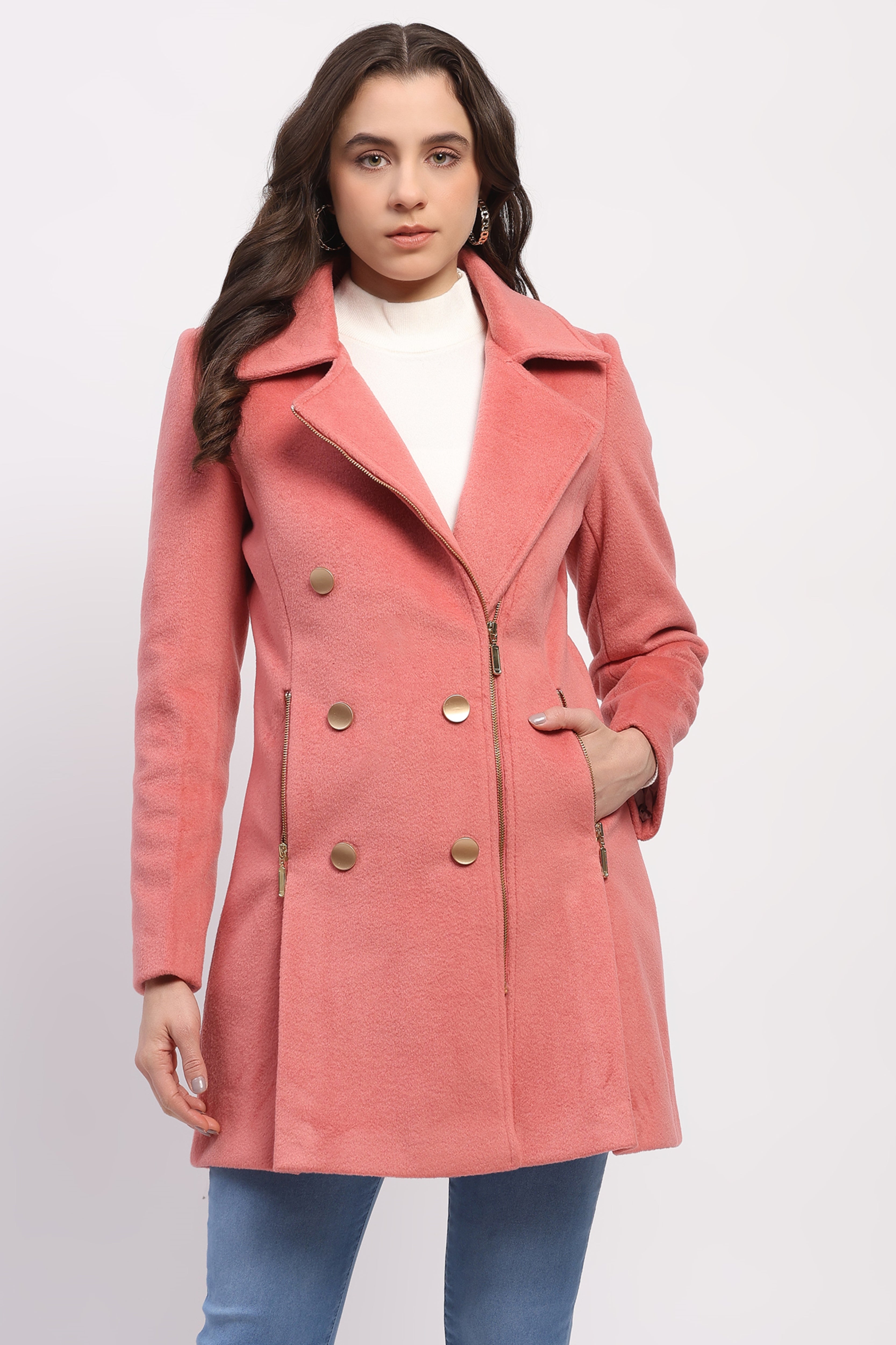 Coral Pink Winter Coat