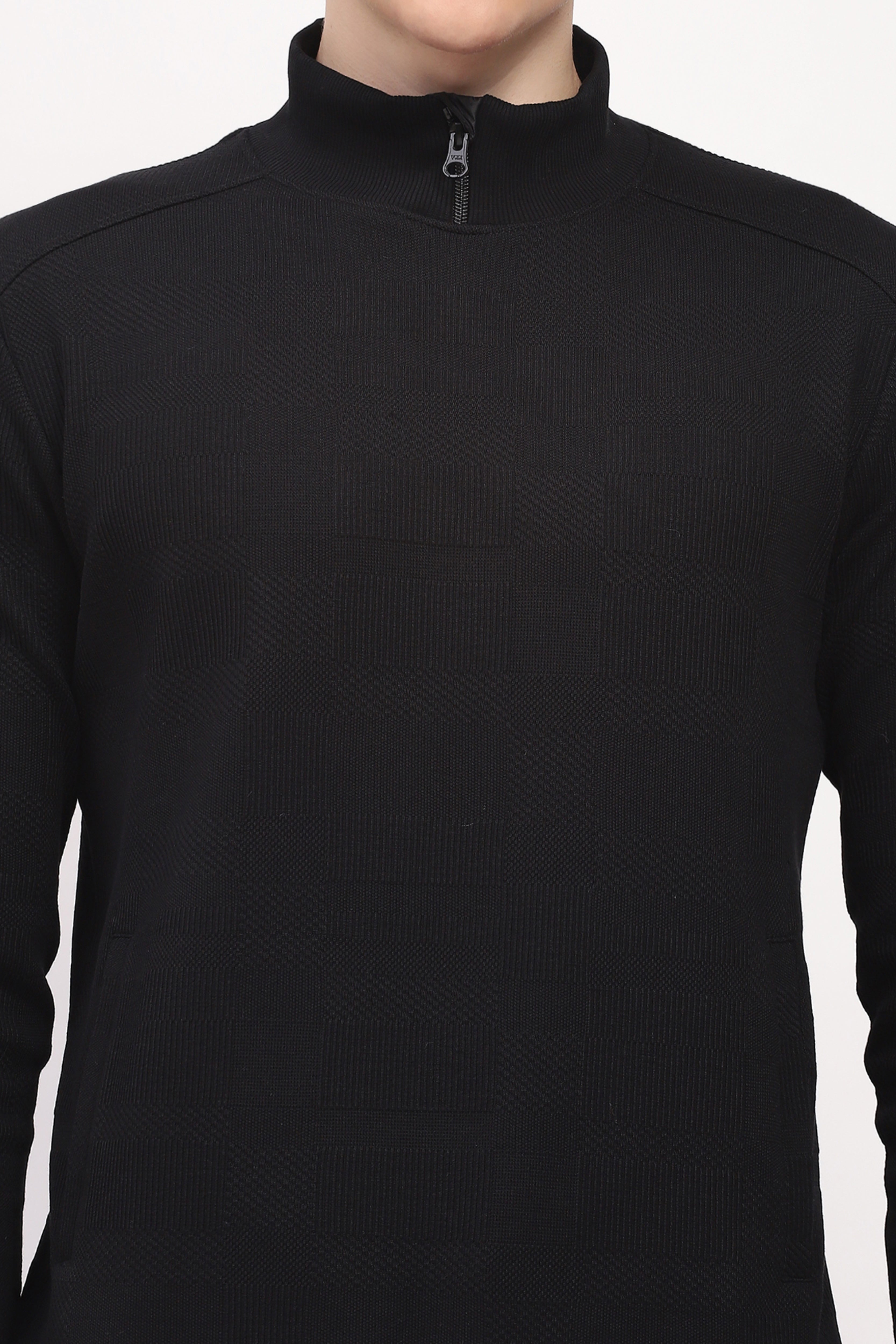 Black Self-Design Sweatshirt