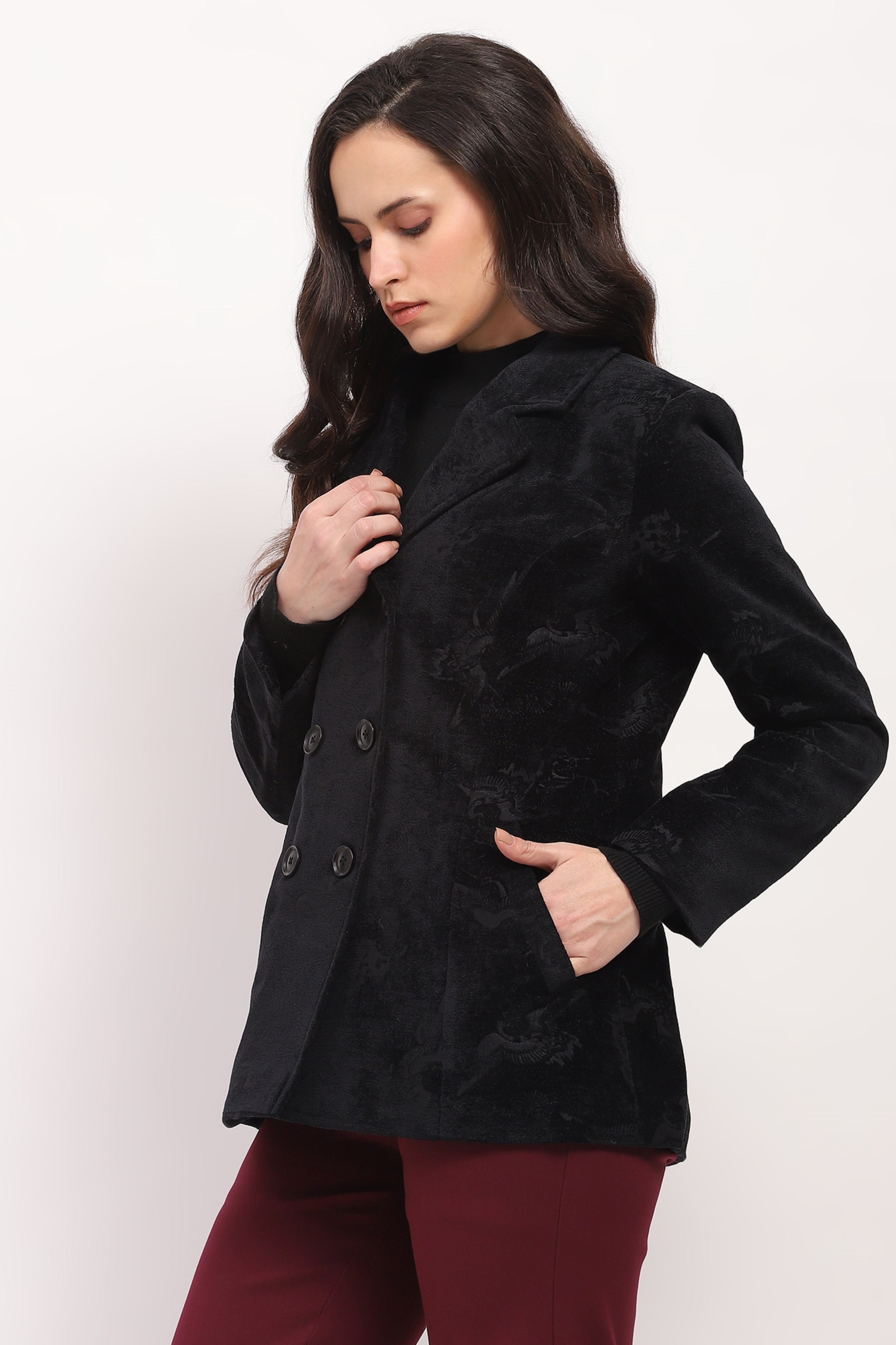 Black Textured Winter Coat