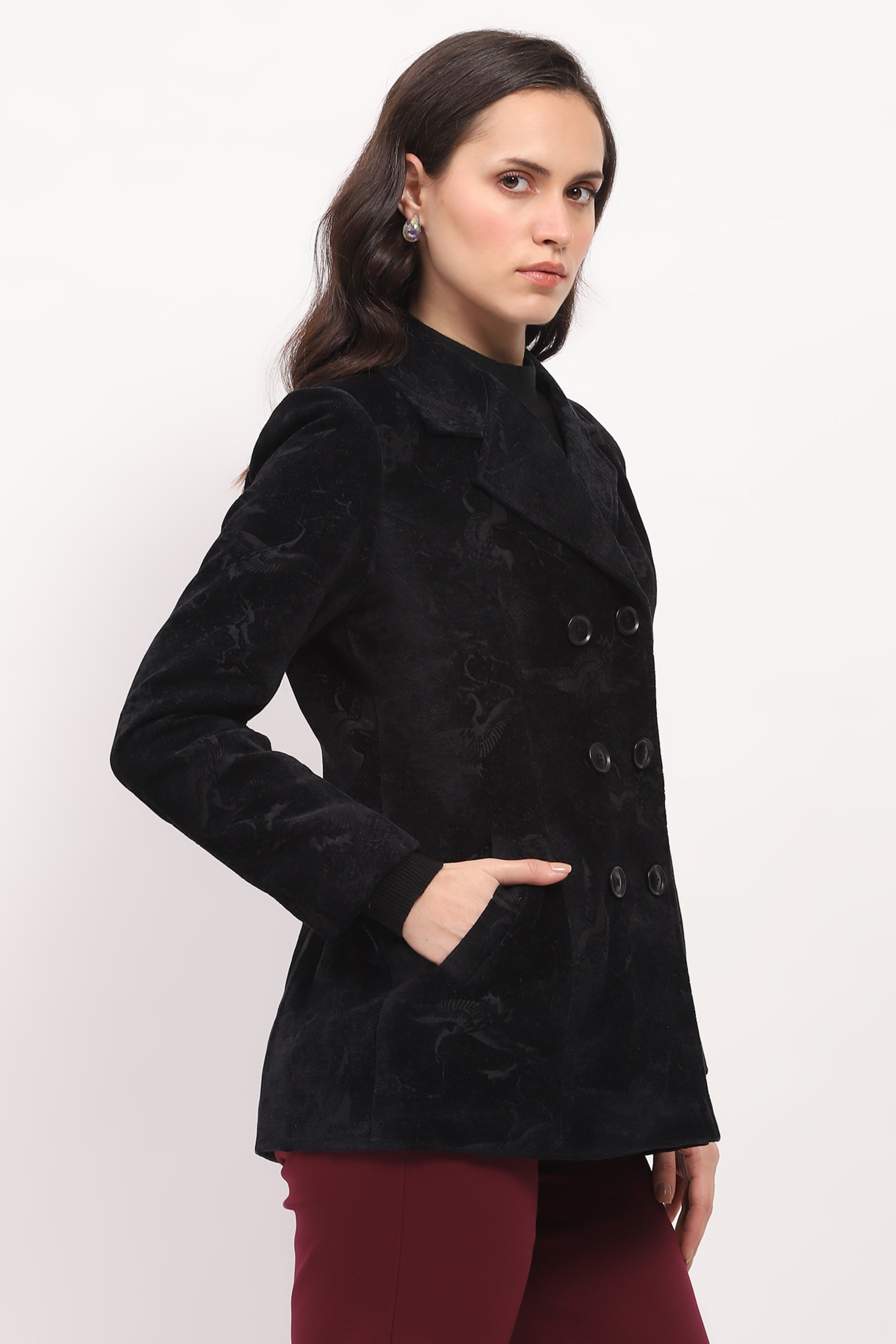 Black Textured Winter Coat