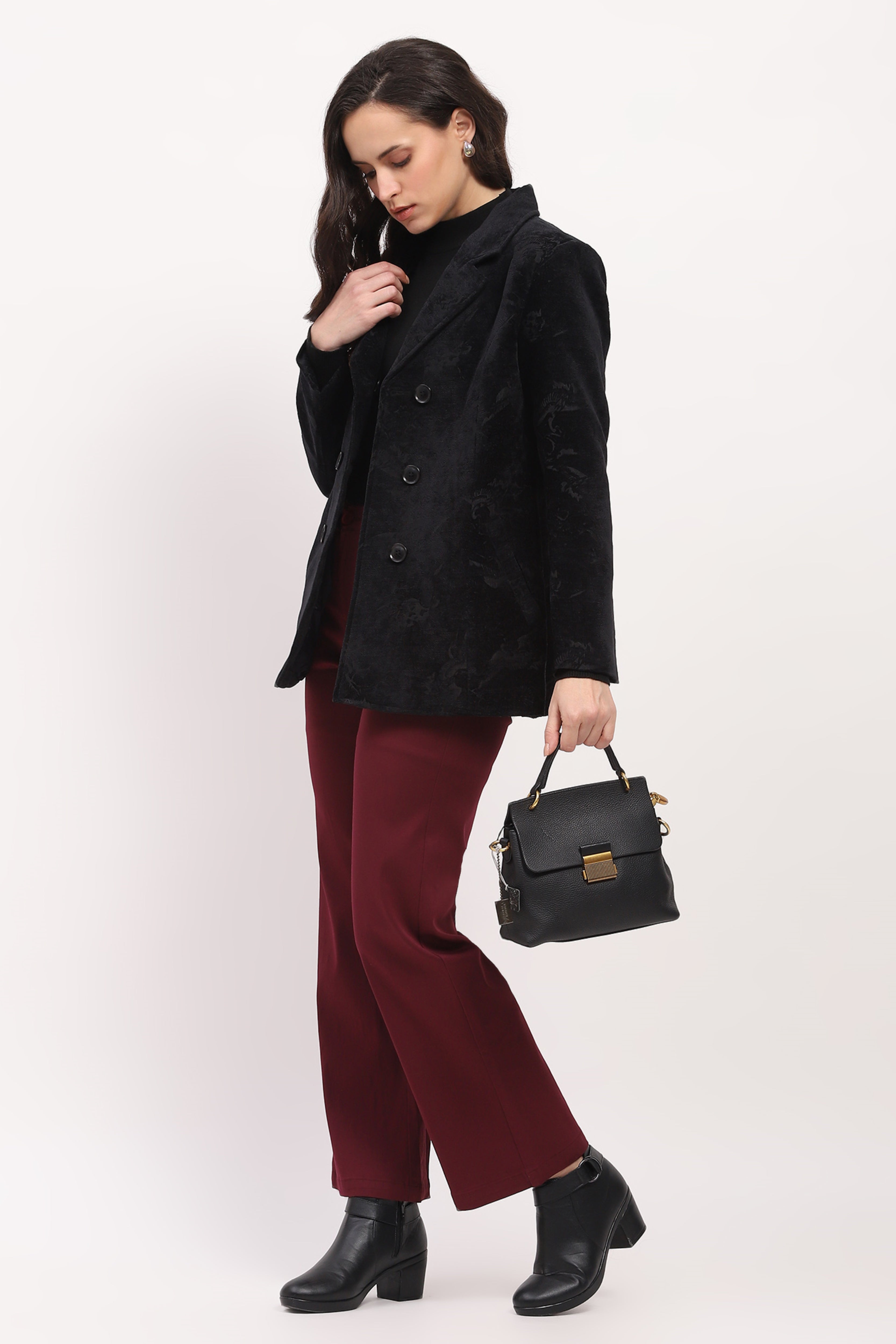 Black Textured Winter Coat