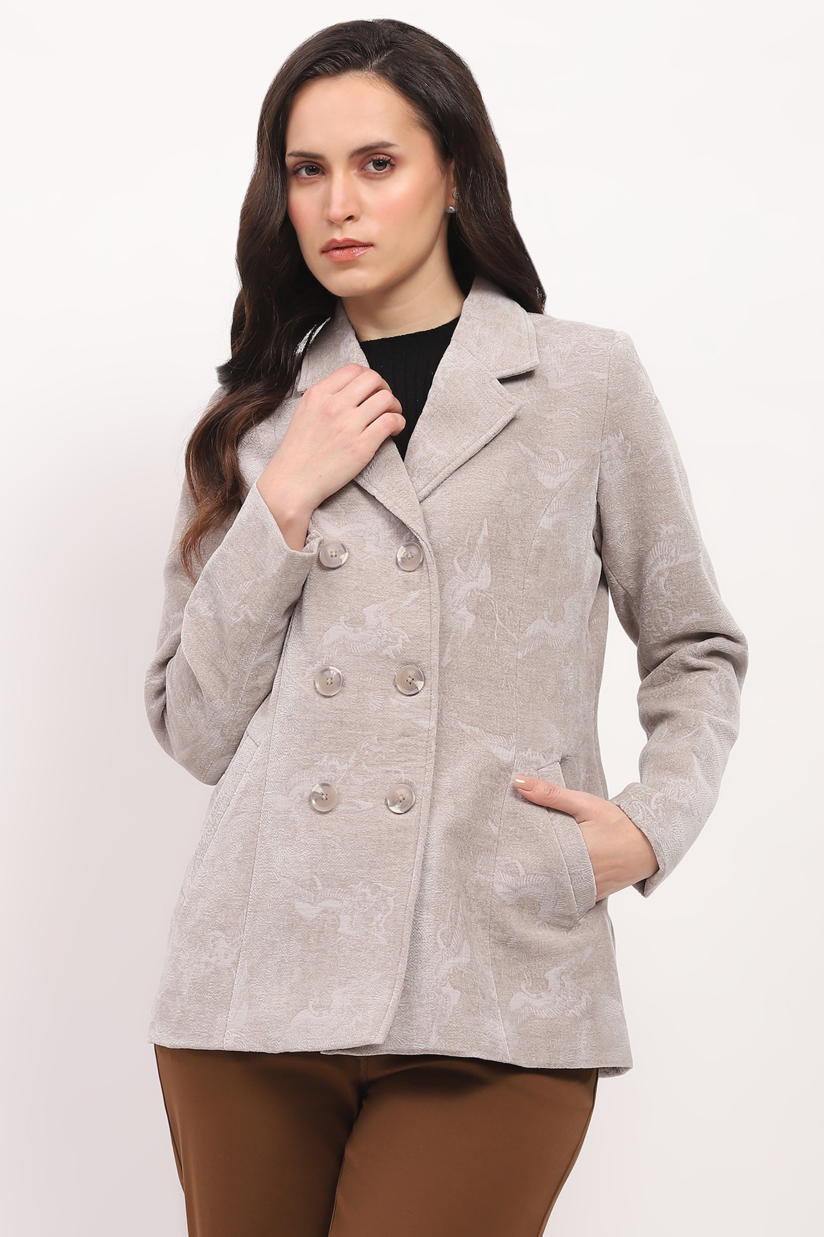 Light Grey Textured Winter Coat