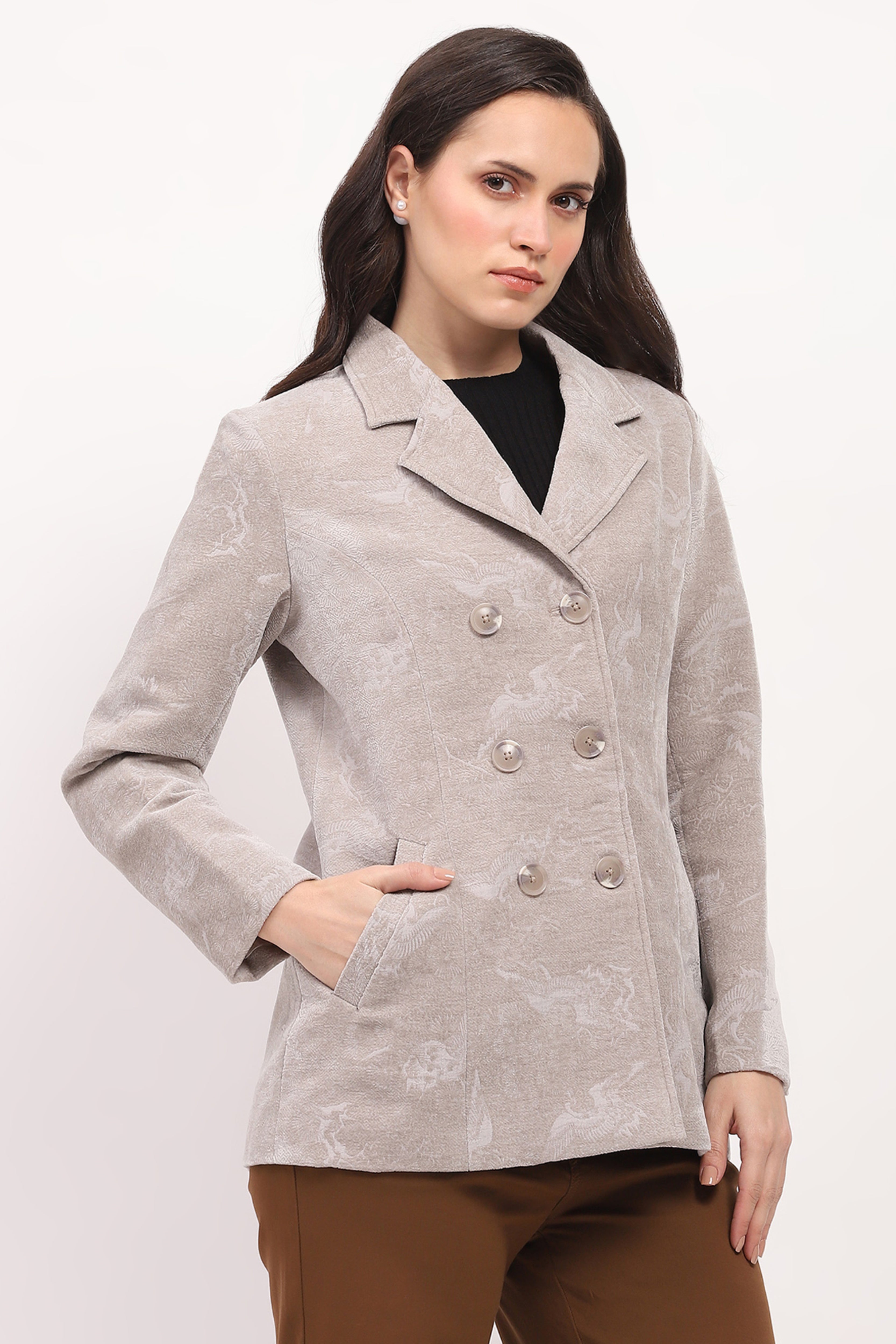 Light Grey Textured Winter Coat